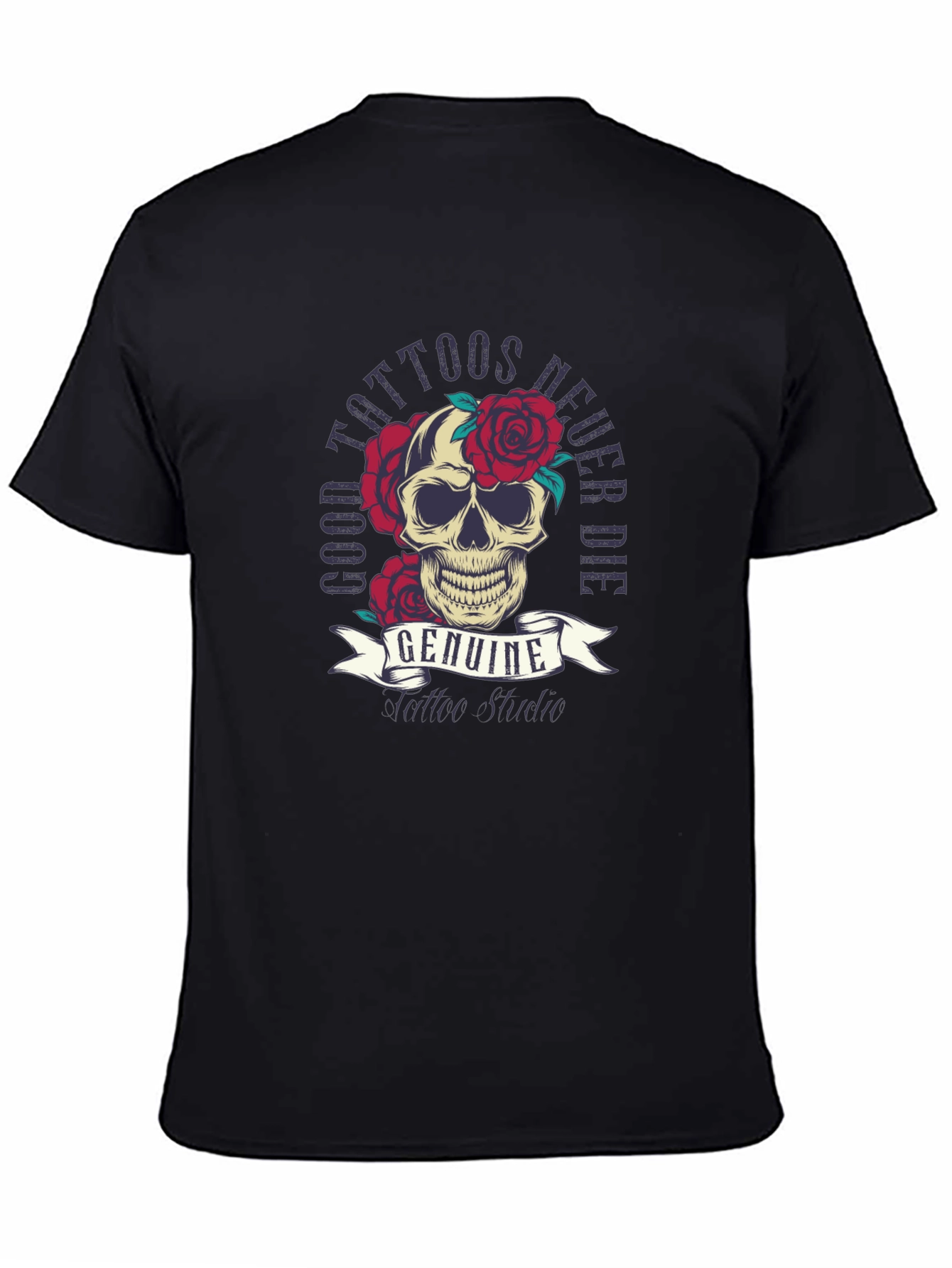 Skull & Roses Tattoo Style Graphic Tee
