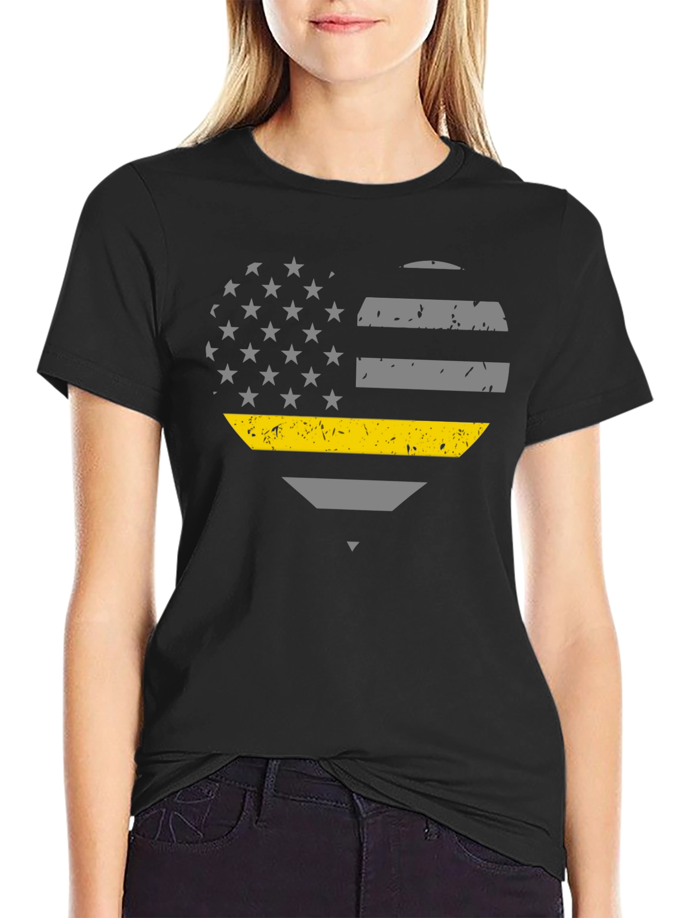Thin Yellow Line Heart T-Shirt - Dispatcher Support