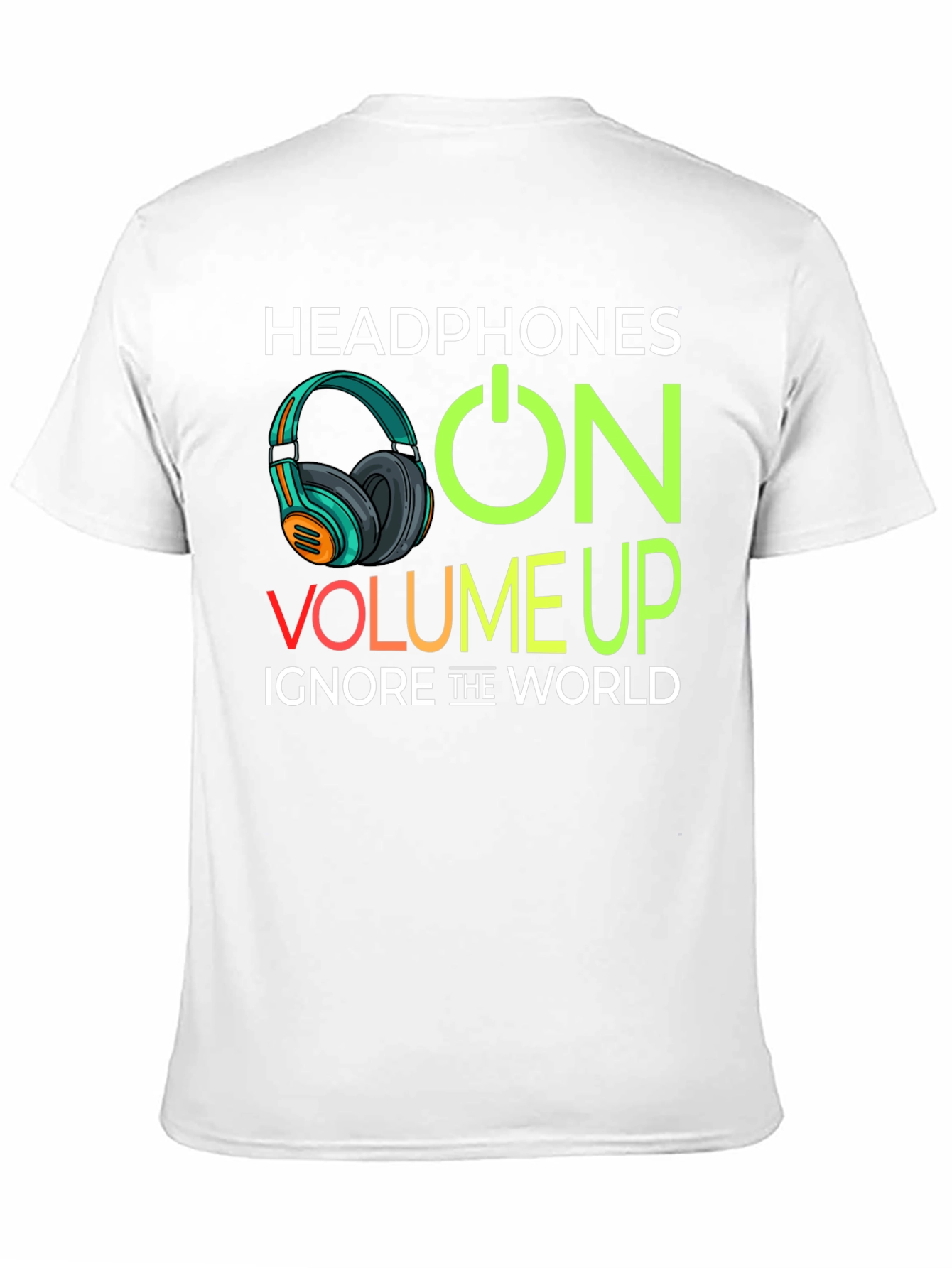 Headphones On Volume Up Black T-Shirt