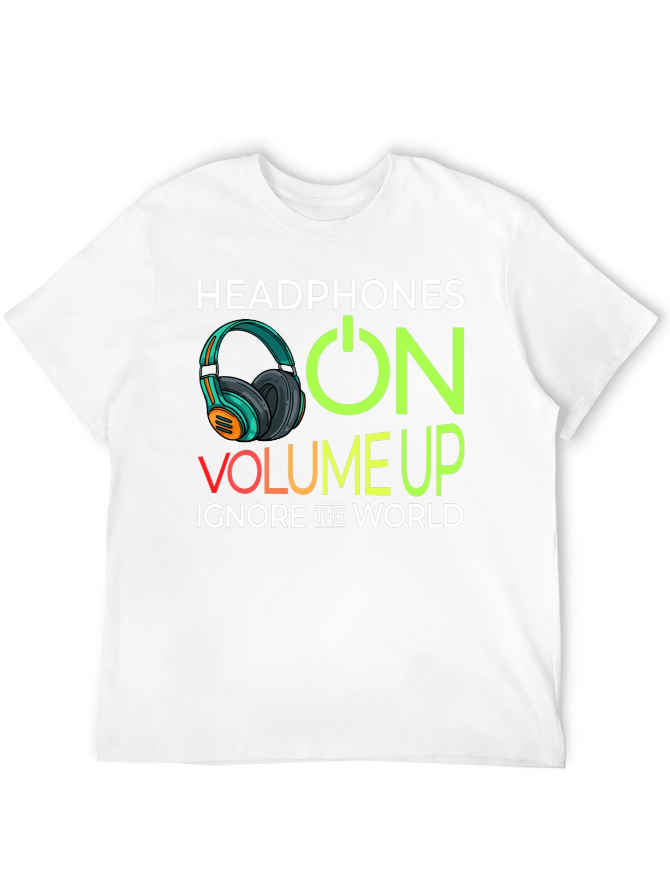 Headphones On Volume Up Black T-Shirt