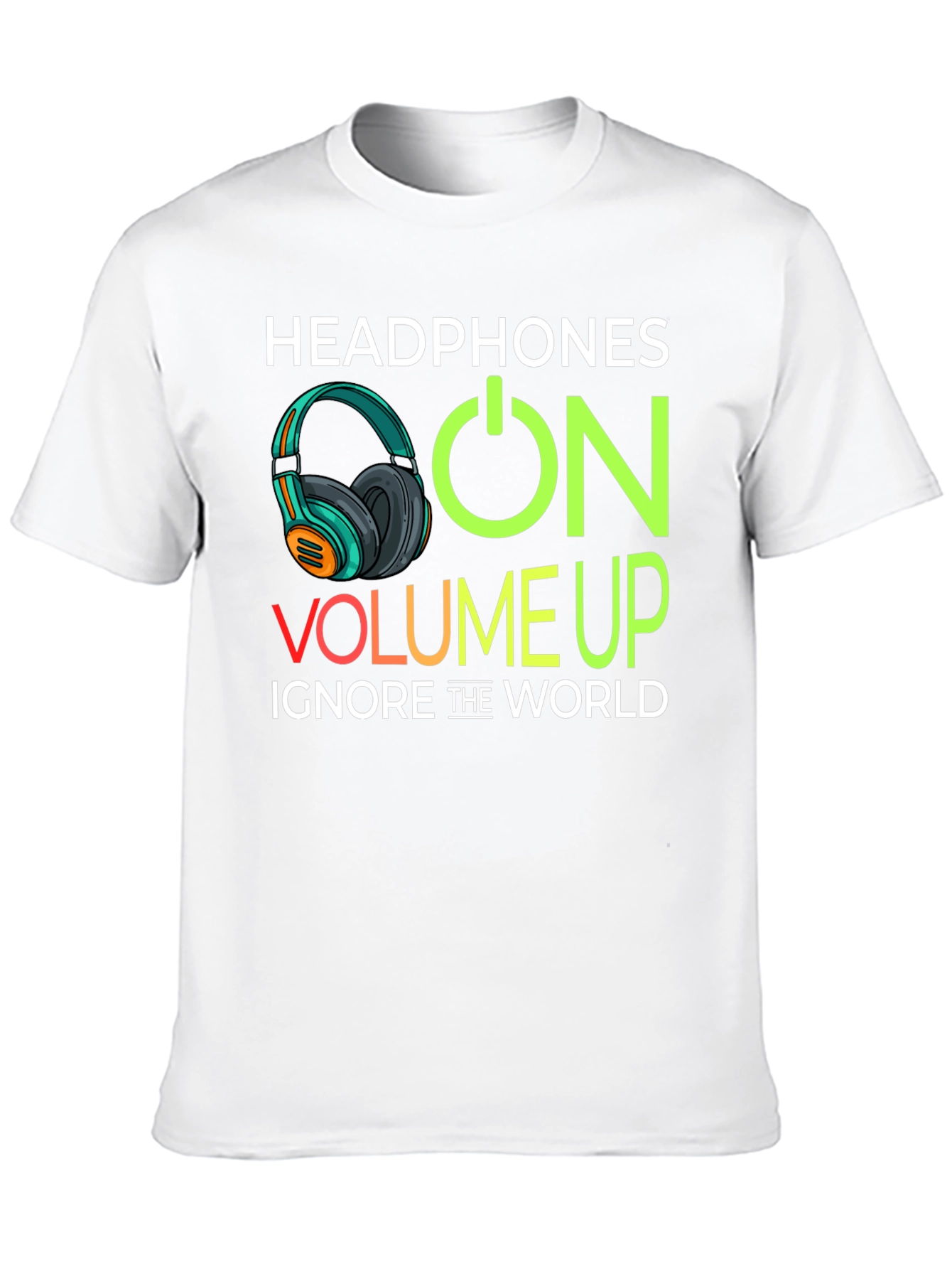 Headphones On Volume Up Black T-Shirt