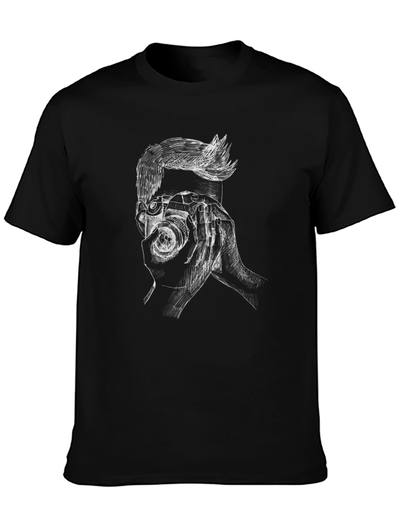 Photographer Sketch Tee - Stylish Unisex Black T-Shirt