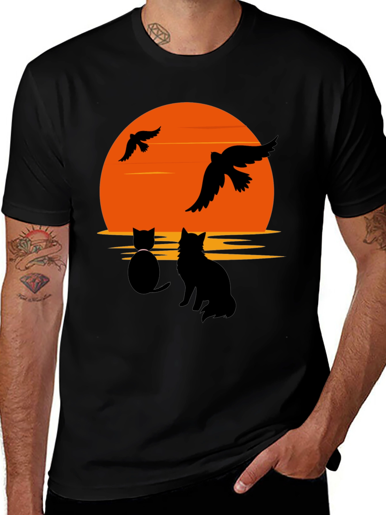 Sunset Cat Graphic T-Shirt