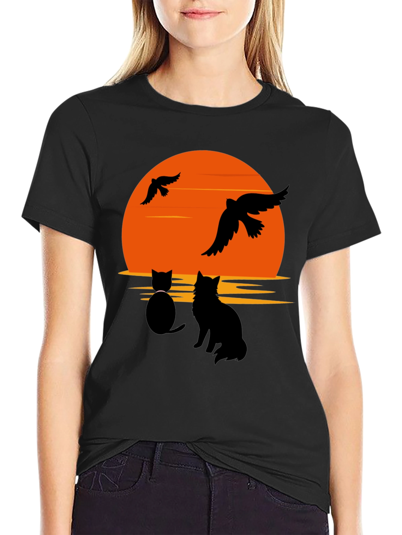Sunset Cat Graphic T-Shirt