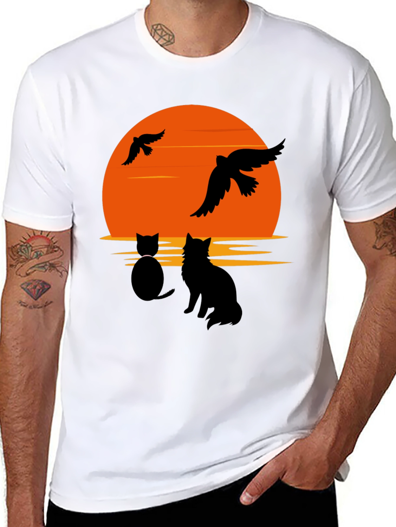 Sunset Cat Graphic T-Shirt