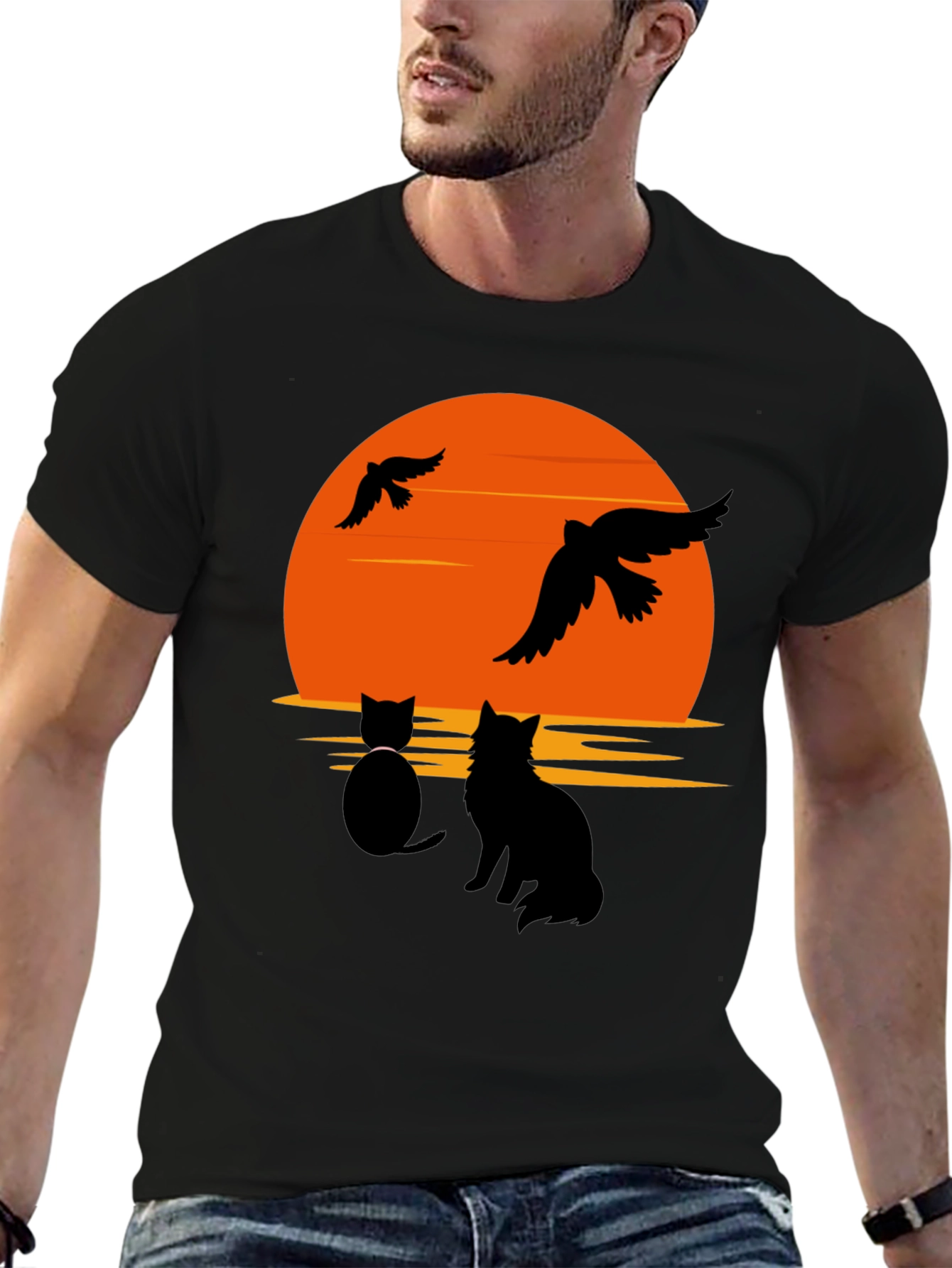 Sunset Cat Graphic T-Shirt