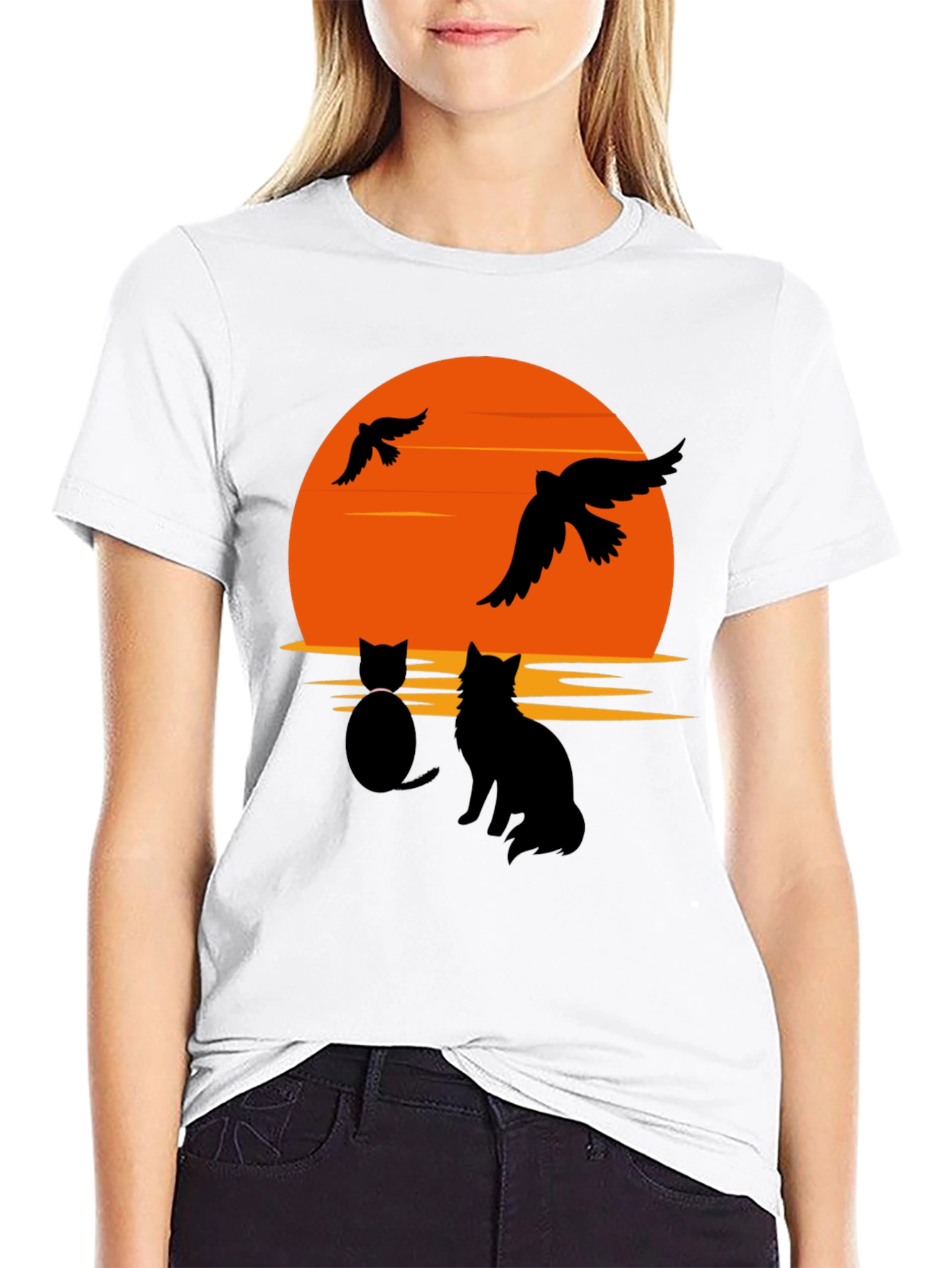 Sunset Cat Graphic T-Shirt