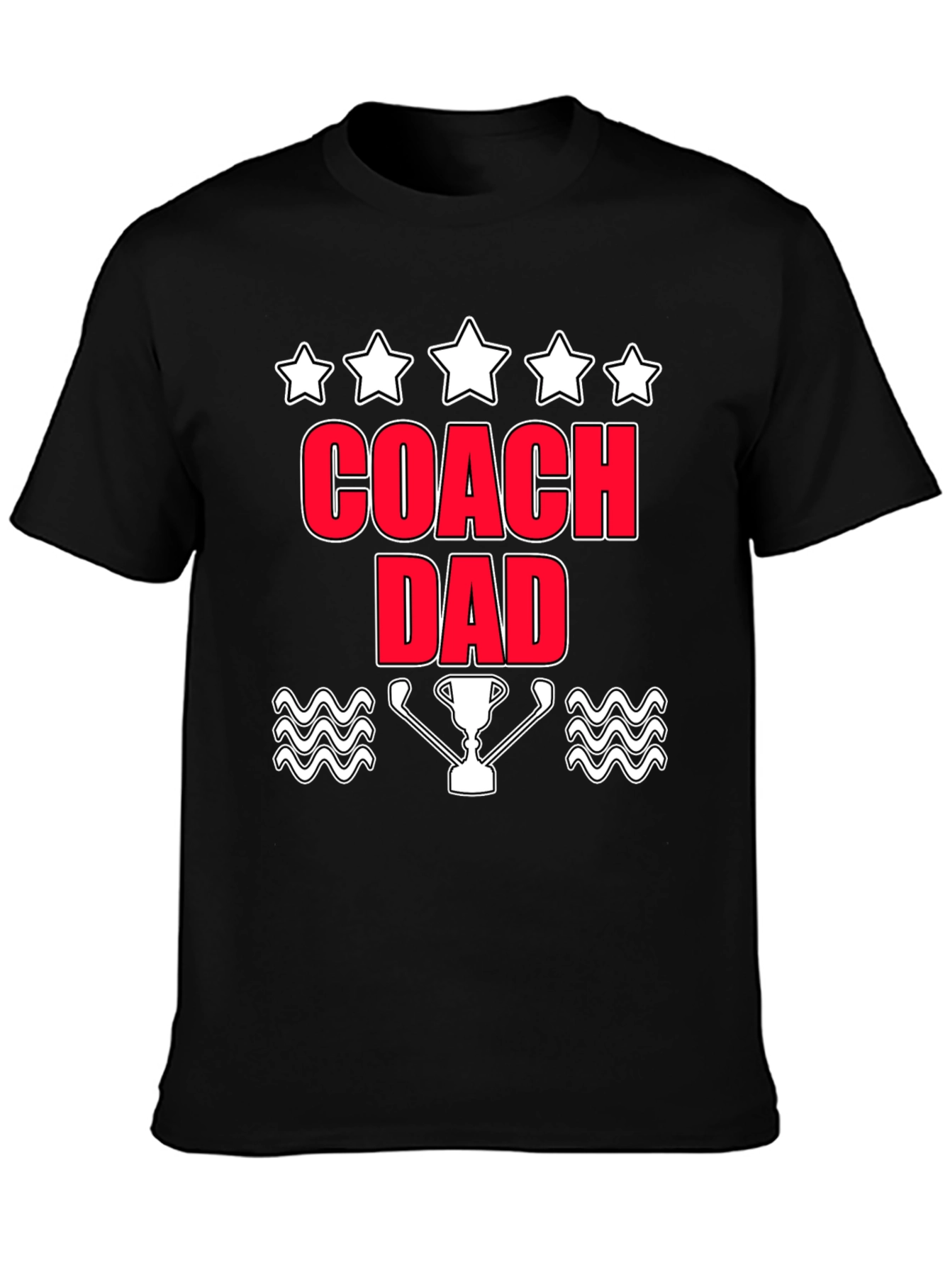 Coach Dad T-Shirt with Trophy & Stars Graphic Tee