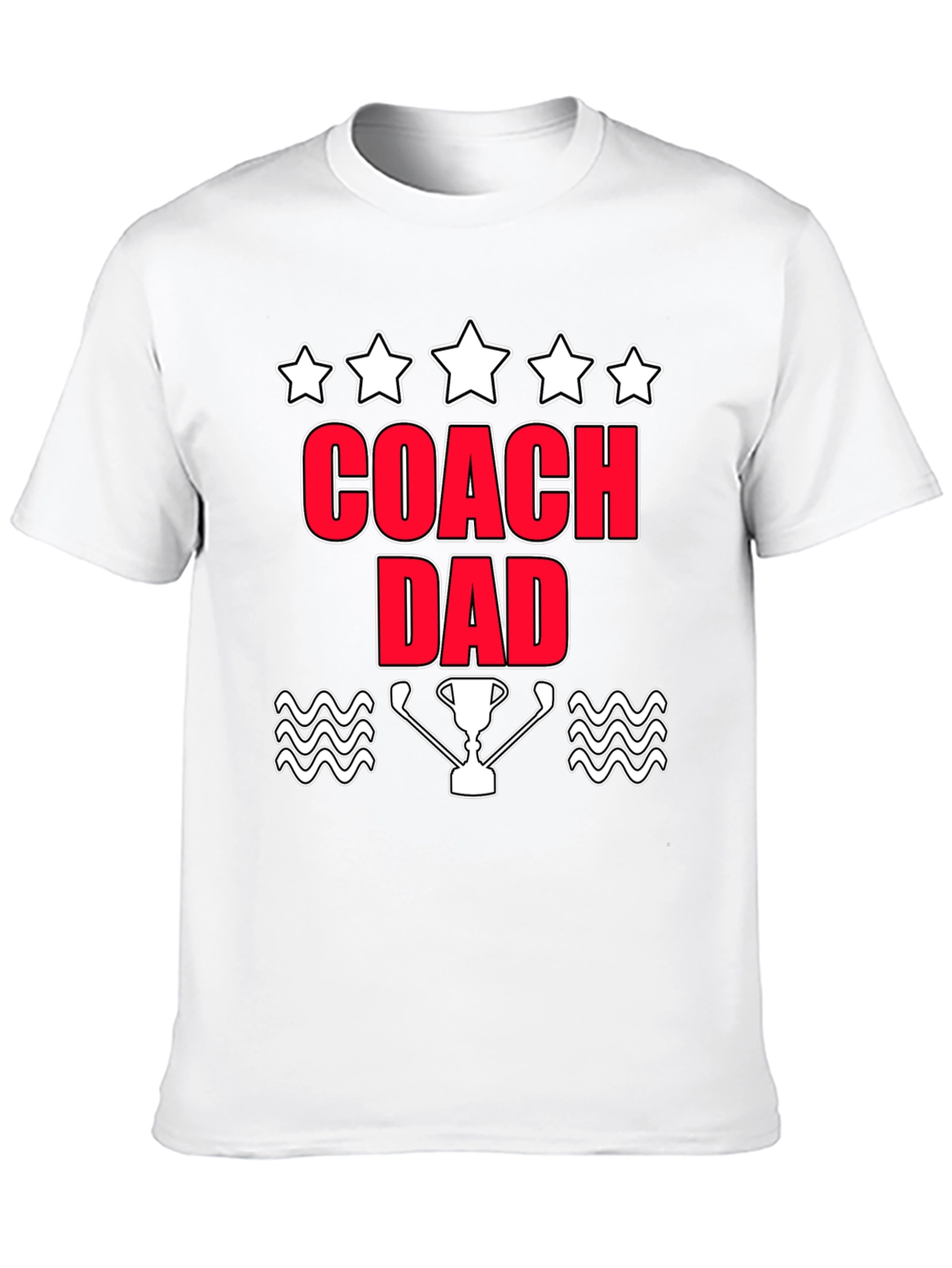 Coach Dad T-Shirt with Trophy & Stars Graphic Tee