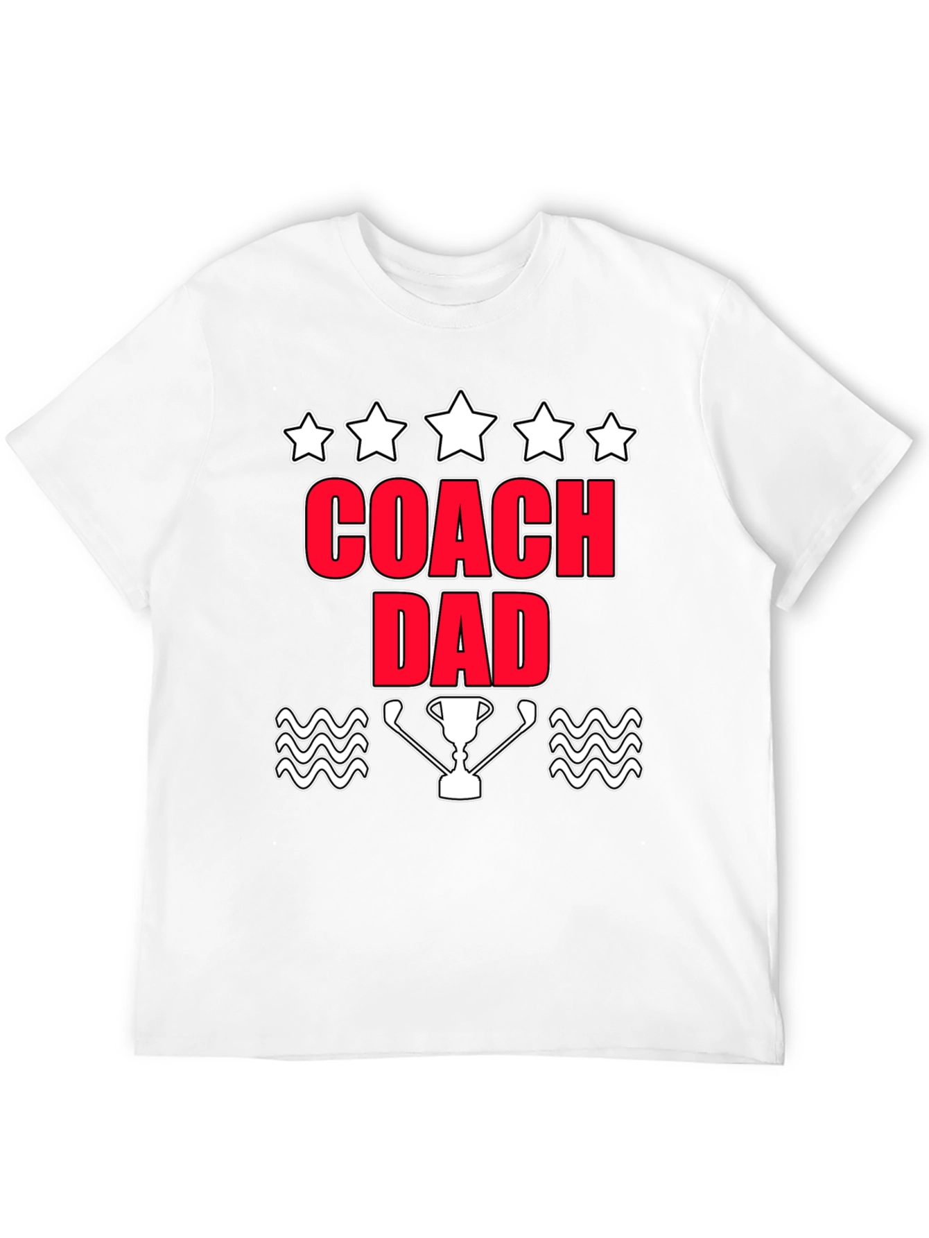 Coach Dad T-Shirt with Trophy & Stars Graphic Tee