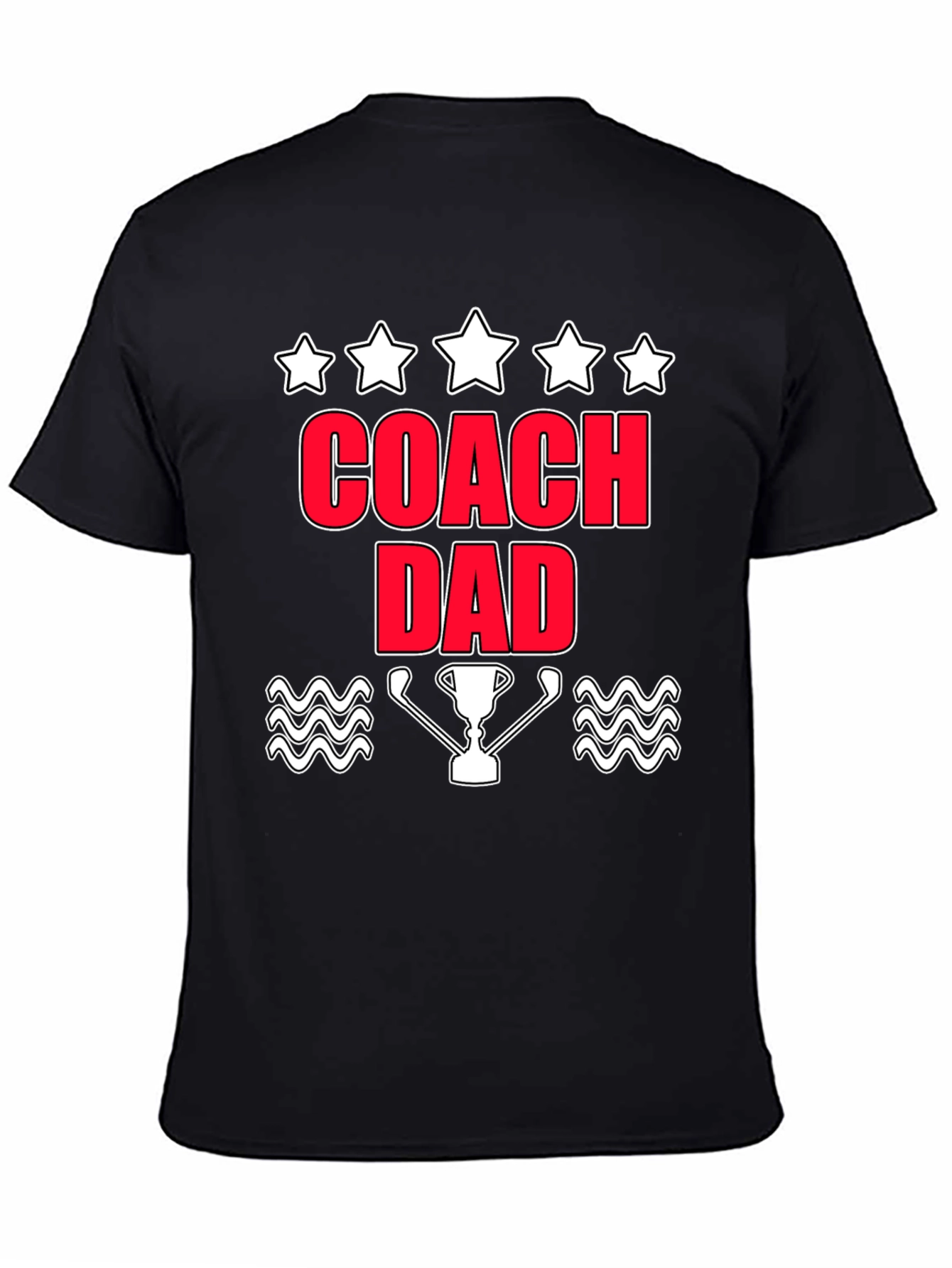 Coach Dad T-Shirt with Trophy & Stars Graphic Tee