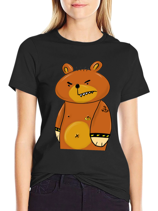 Angry Cartoon Bear Graphic T-Shirt