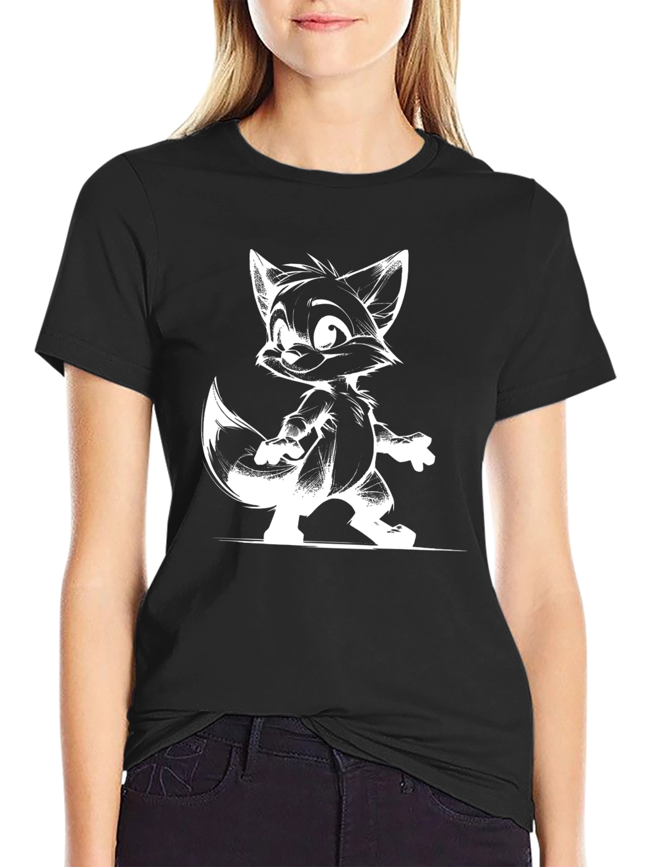 Cartoon Fox Graphic T-Shirt