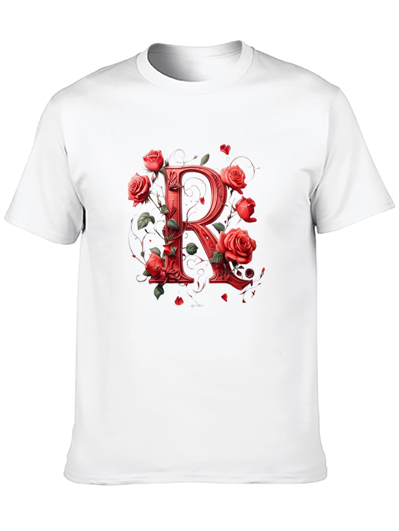 Floral R Black T-Shirt