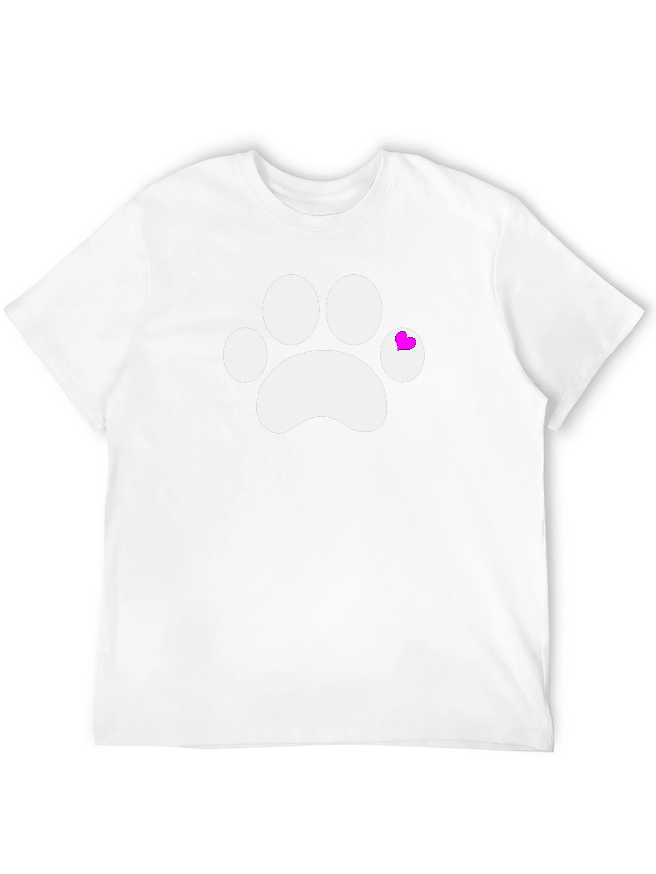 Cute Paw Print Tee with Heart Detail - Black