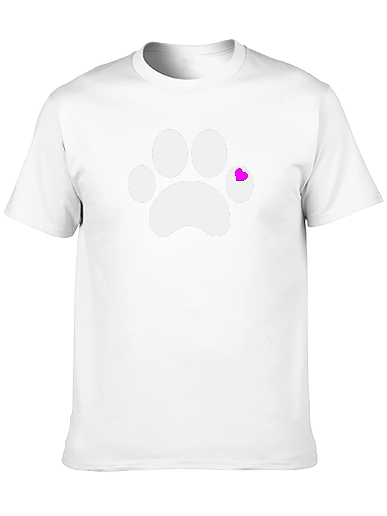 Cute Paw Print Tee with Heart Detail - Black