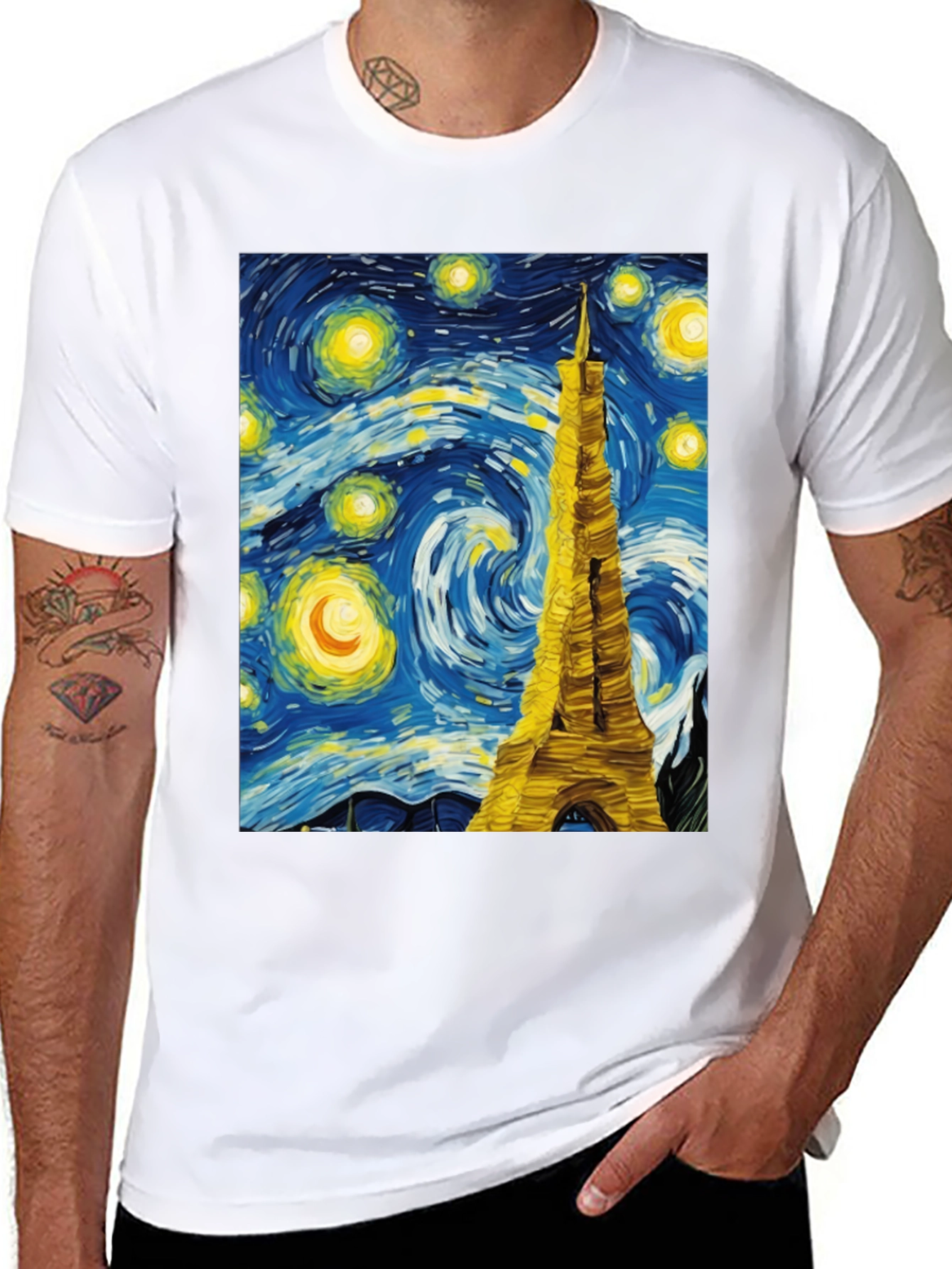 Starry Night Eiffel Tower Graphic Tee
