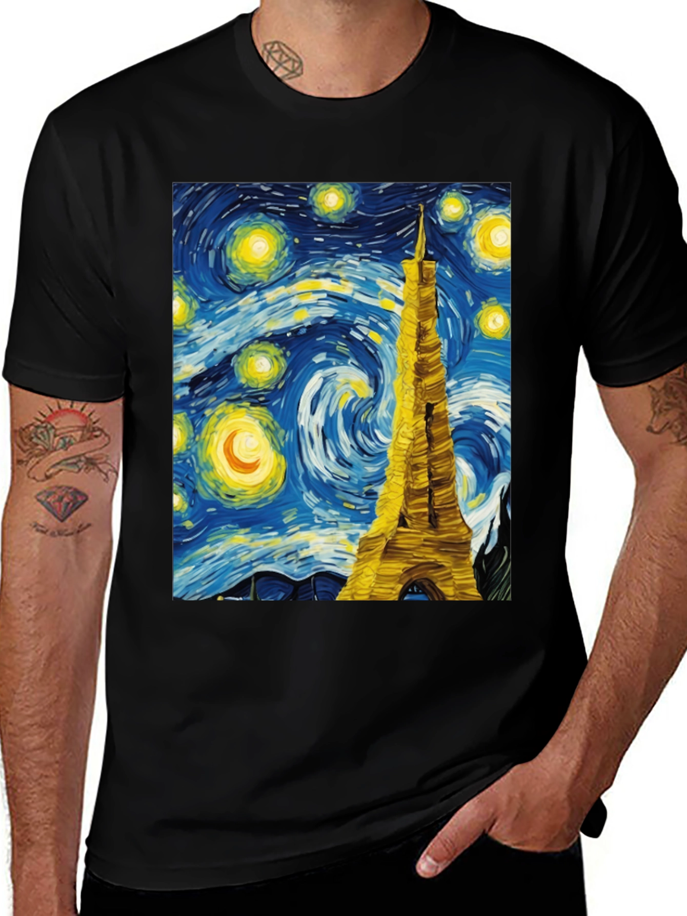 Starry Night Eiffel Tower Graphic Tee