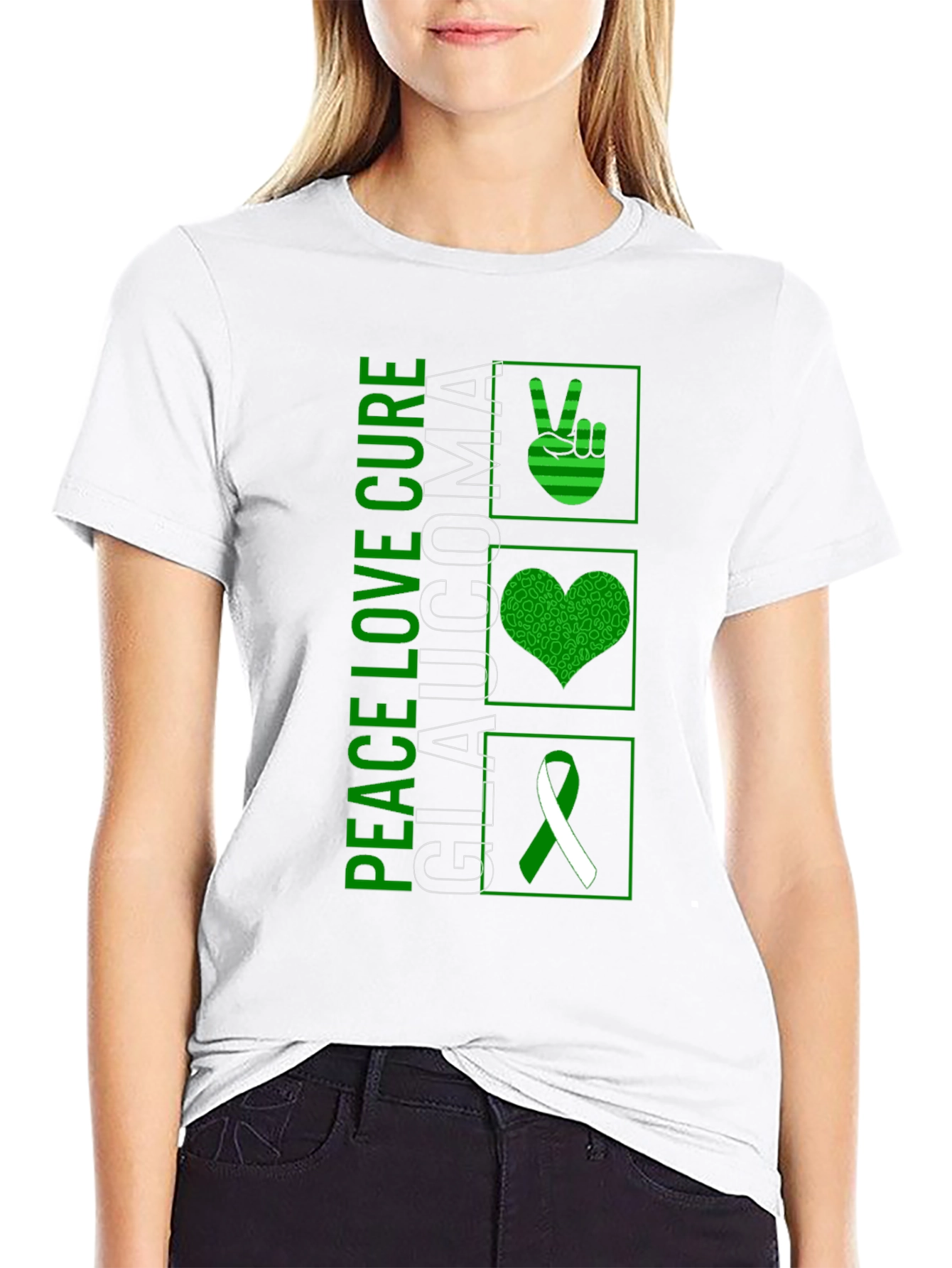 Peace Love Cure Glaucoma Awareness T-Shirt