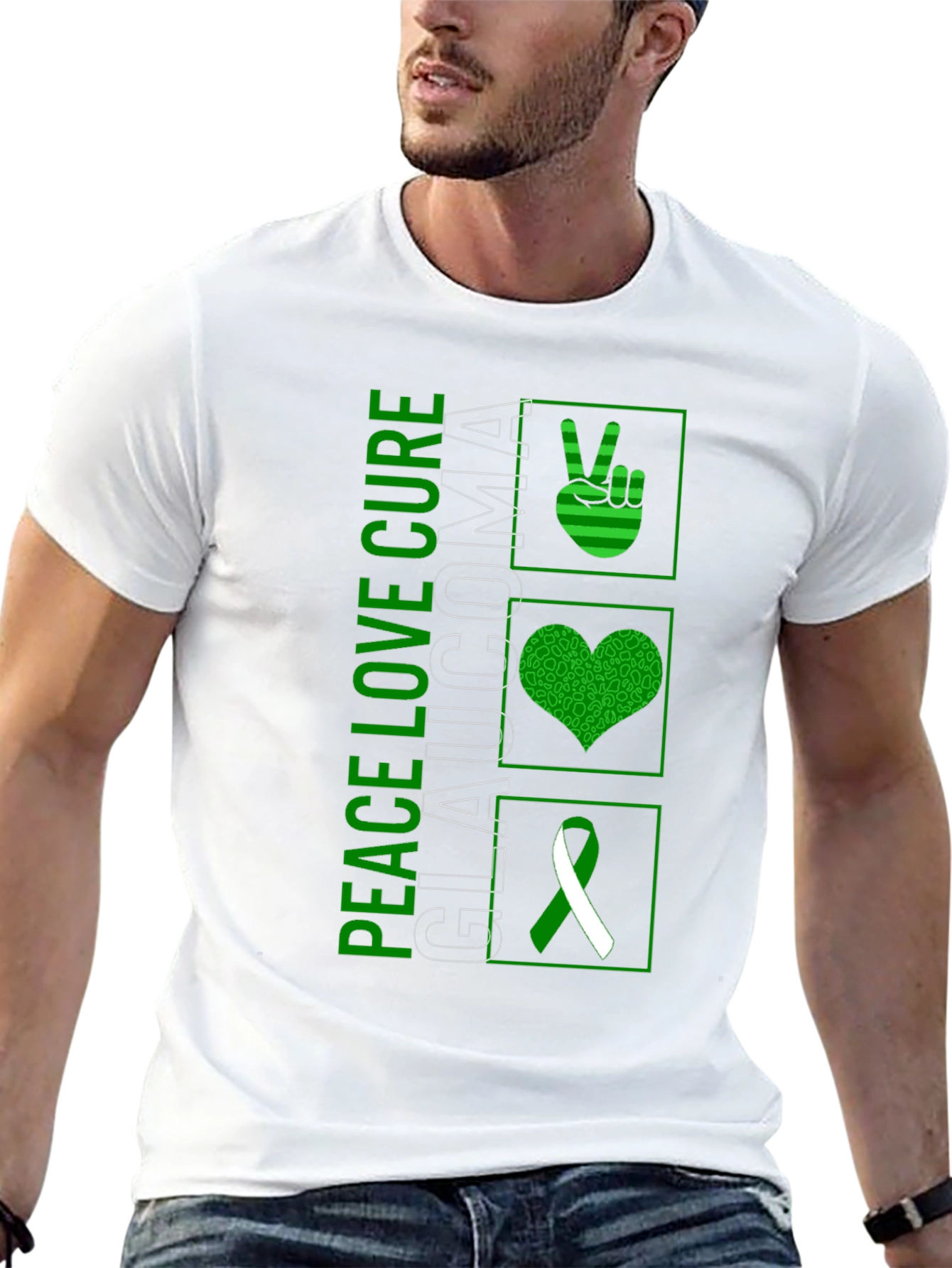 Peace Love Cure Glaucoma Awareness T-Shirt