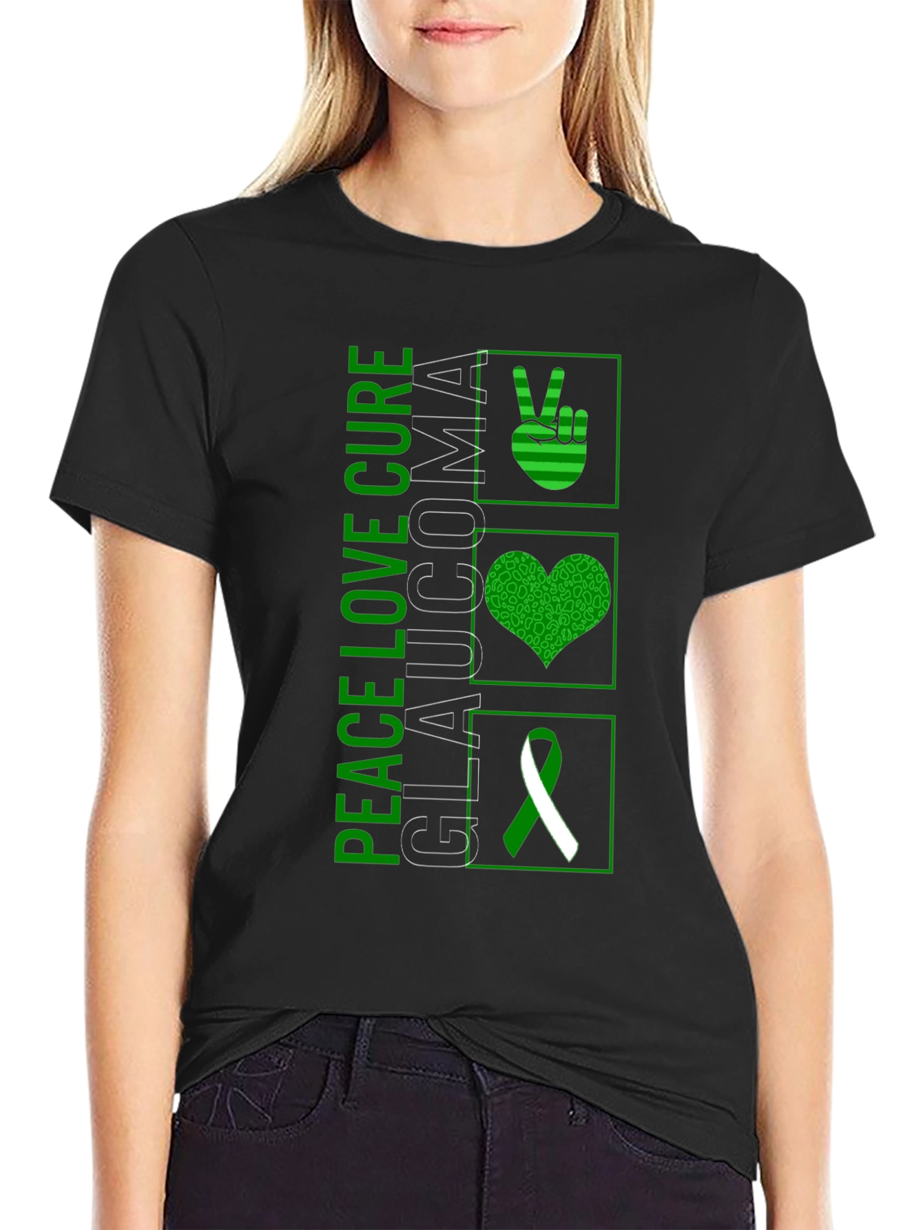 Peace Love Cure Glaucoma Awareness T-Shirt