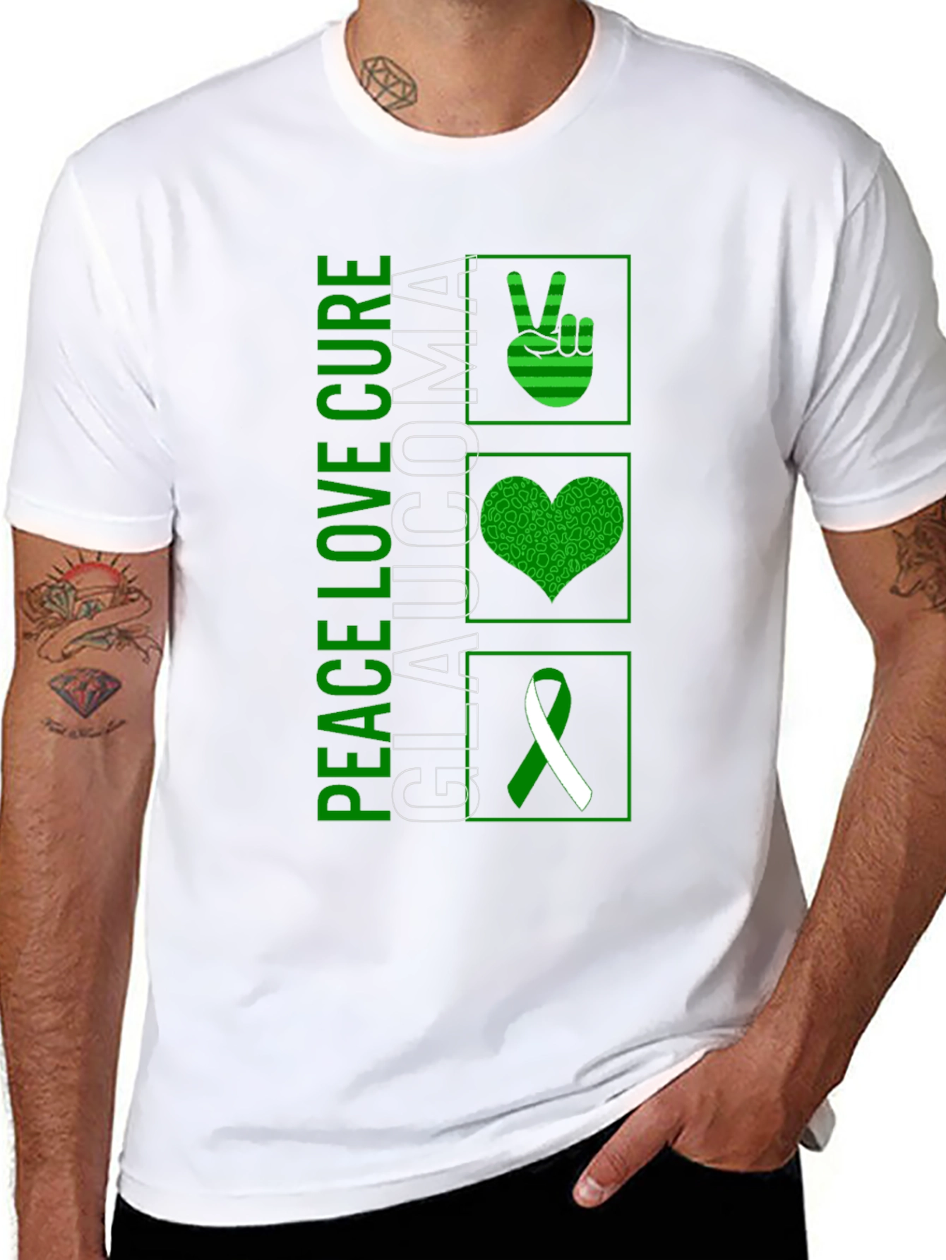 Peace Love Cure Glaucoma Awareness T-Shirt