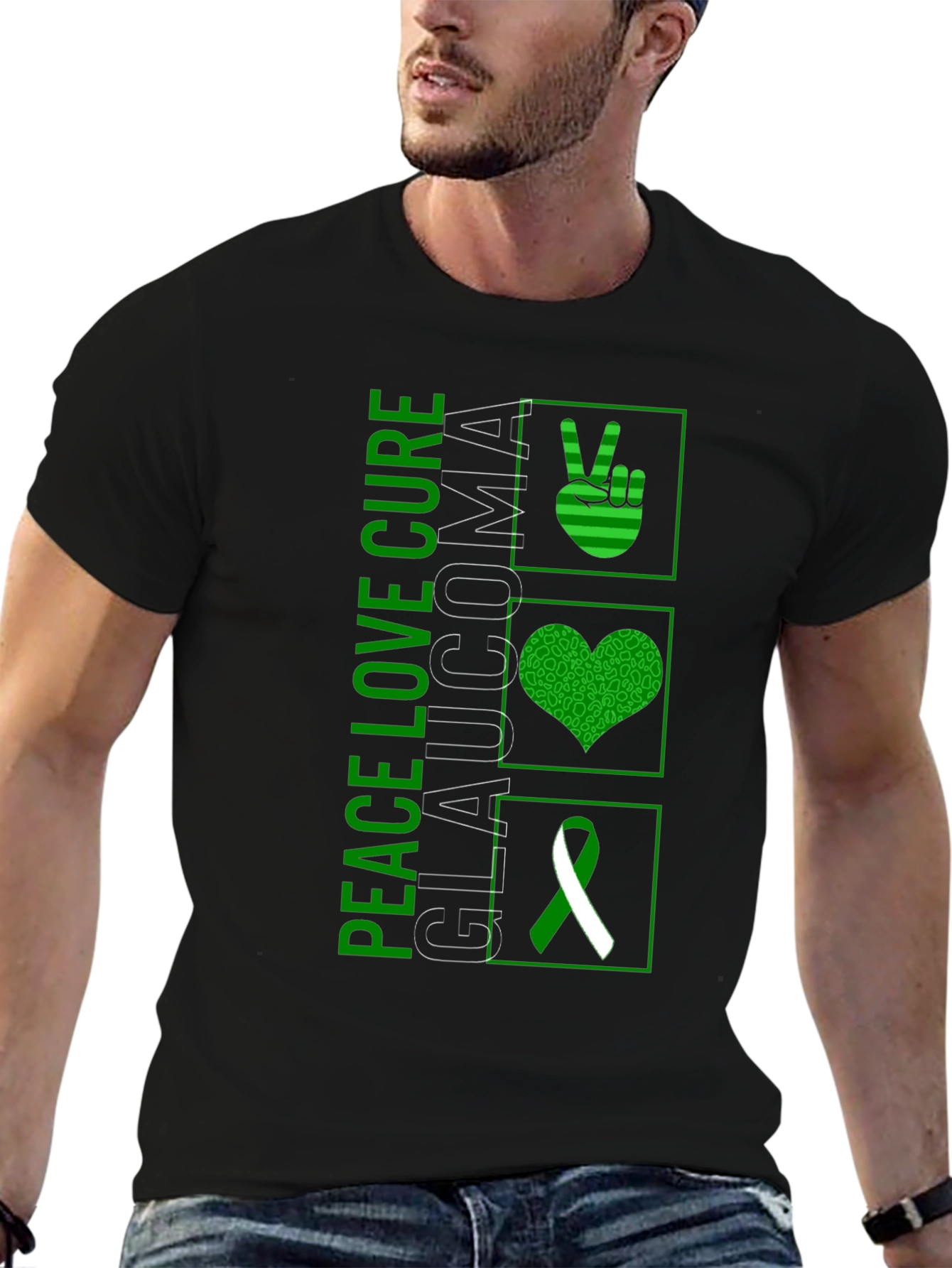 Peace Love Cure Glaucoma Awareness T-Shirt