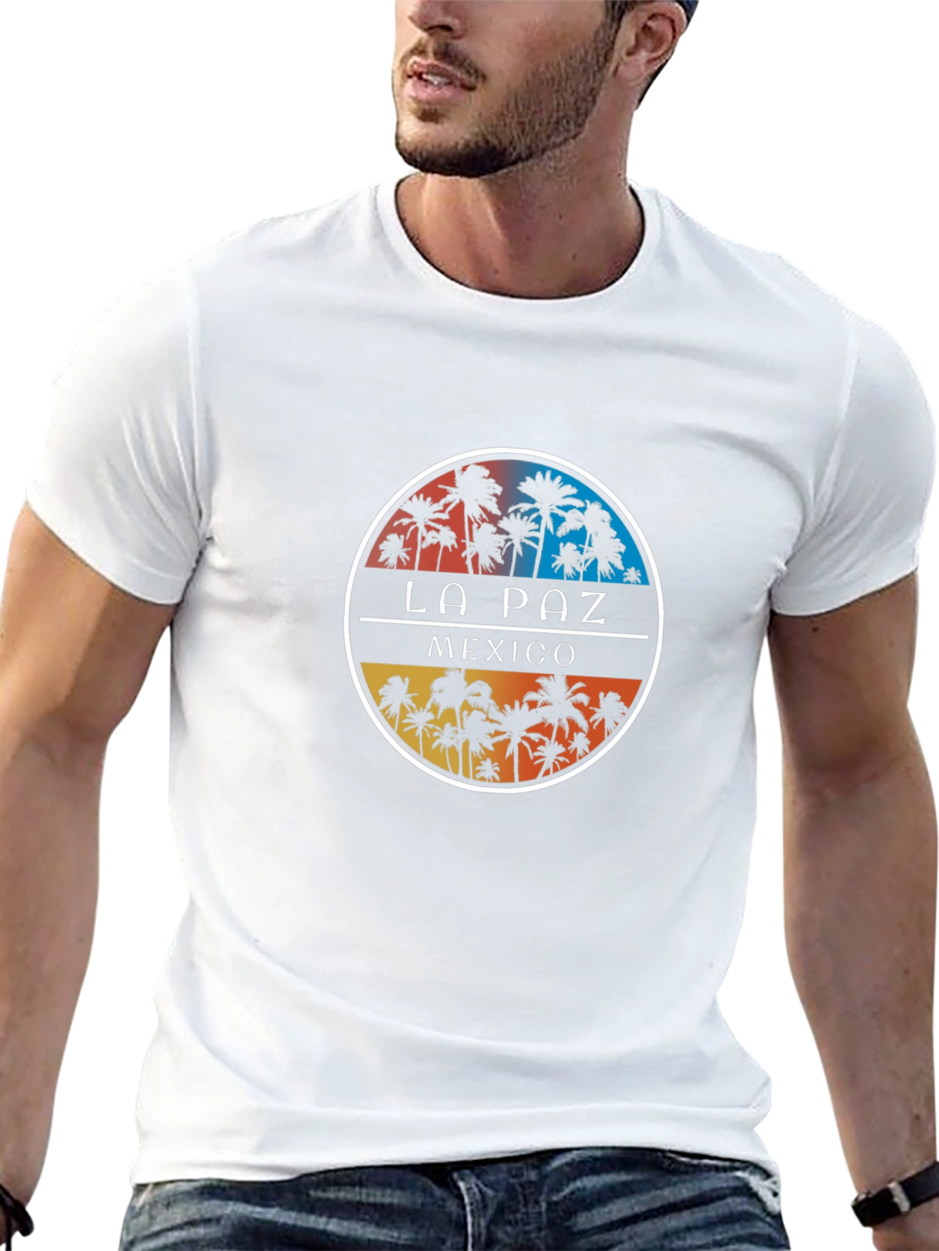 La Paz Mexico Palm Tree Graphic Black T-Shirt