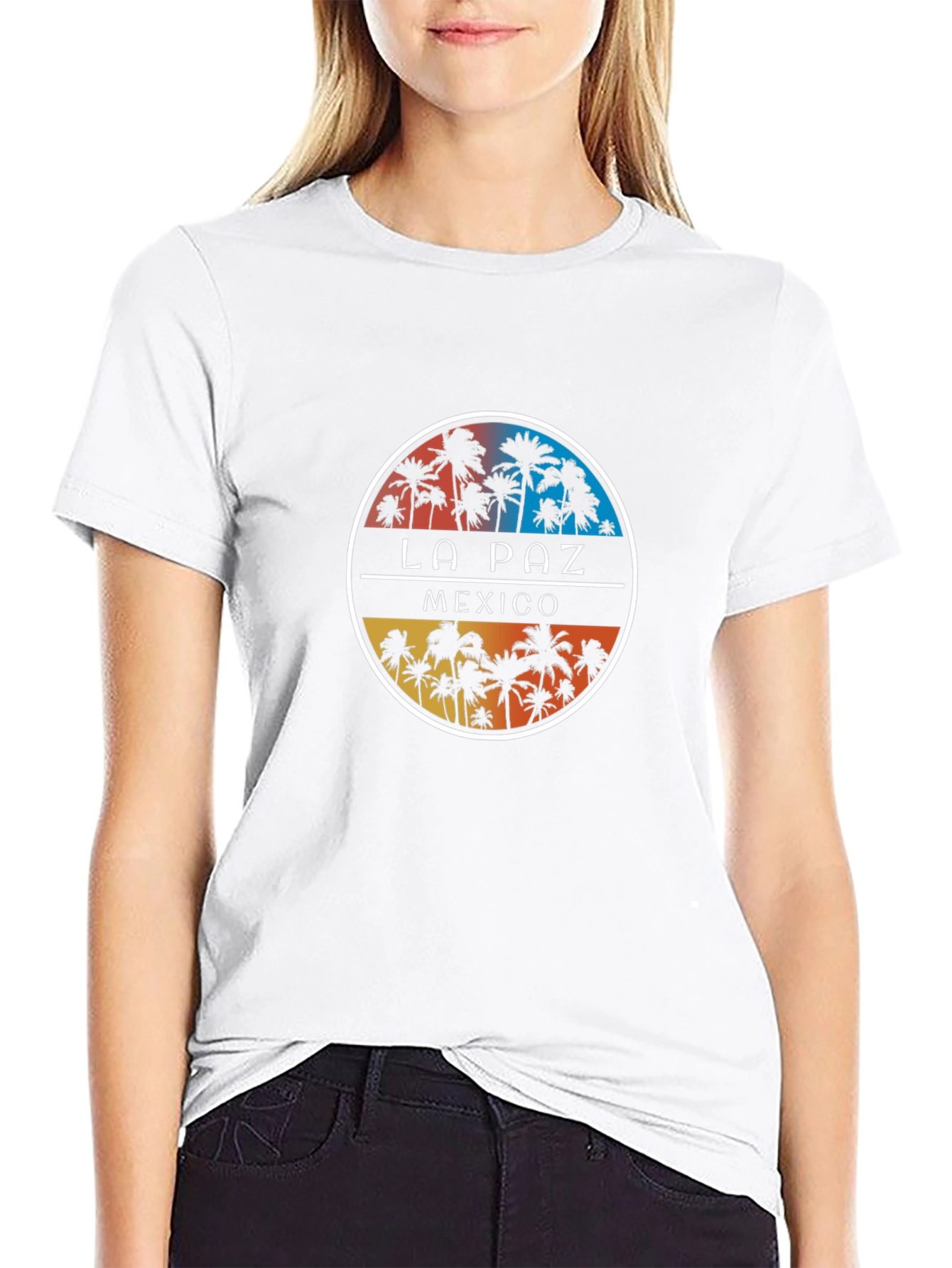 La Paz Mexico Palm Tree Graphic Black T-Shirt