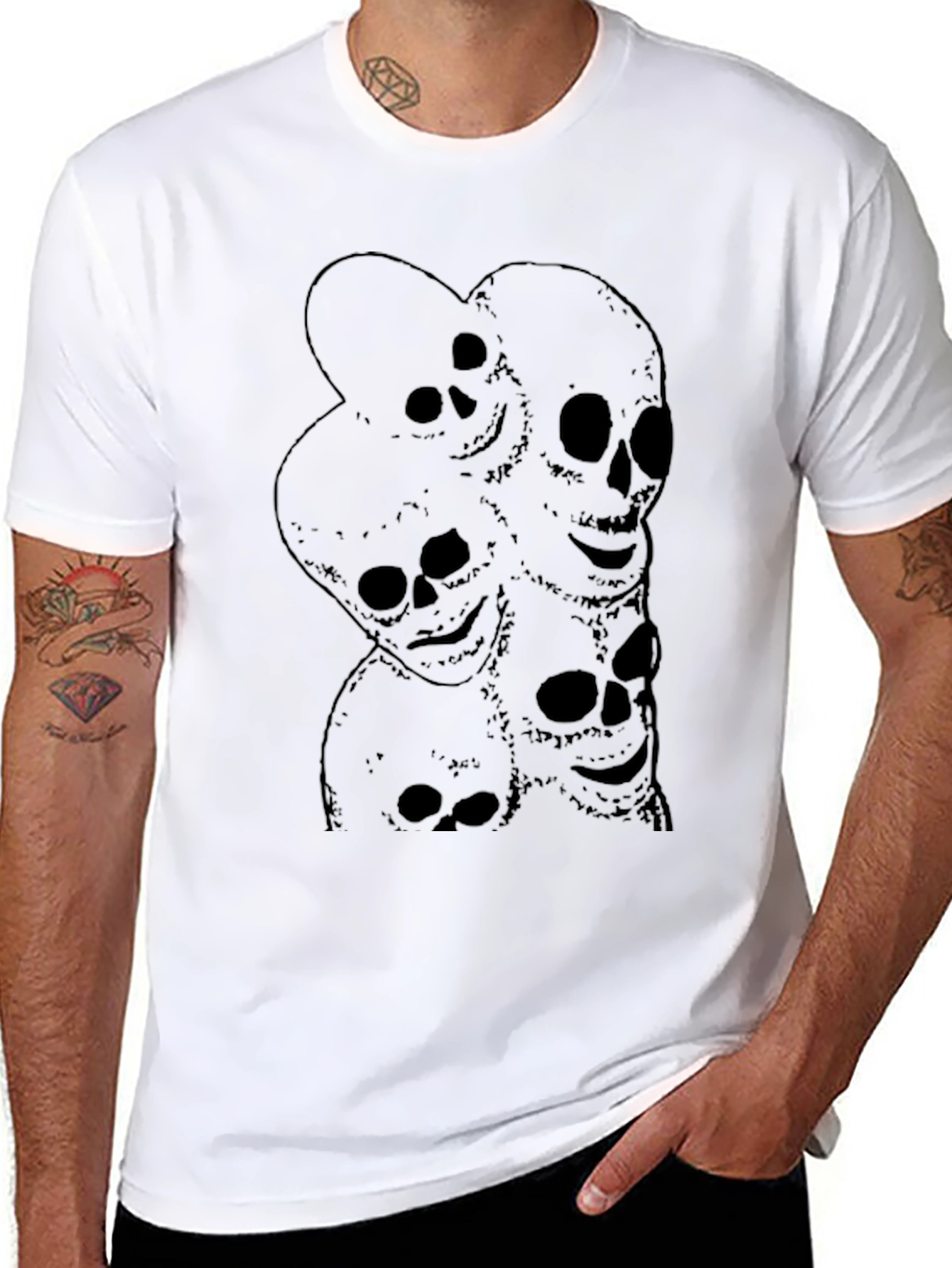 Skull Pile Graphic Black T-Shirt