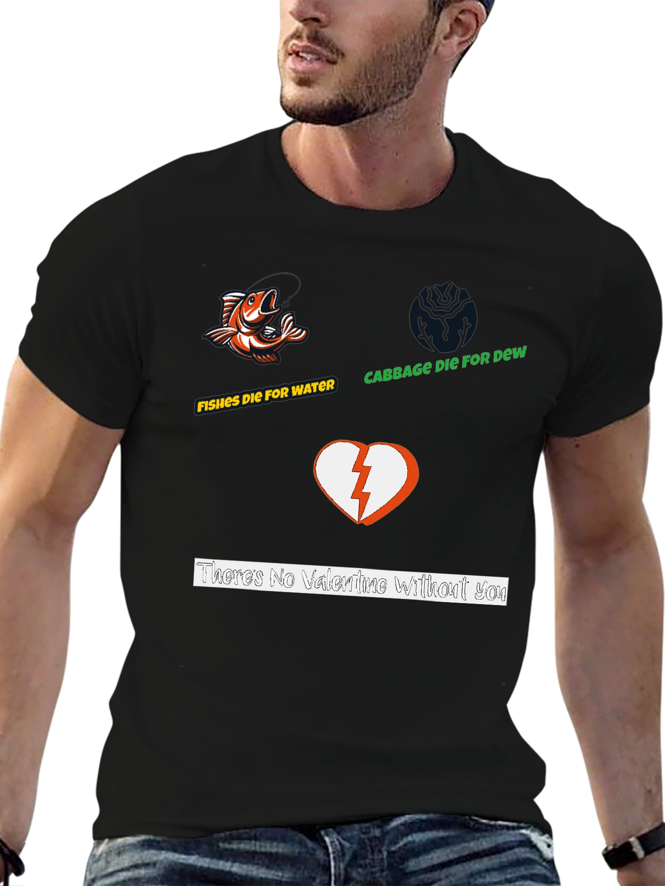 Humorous Graphic Print Black T-Shirt