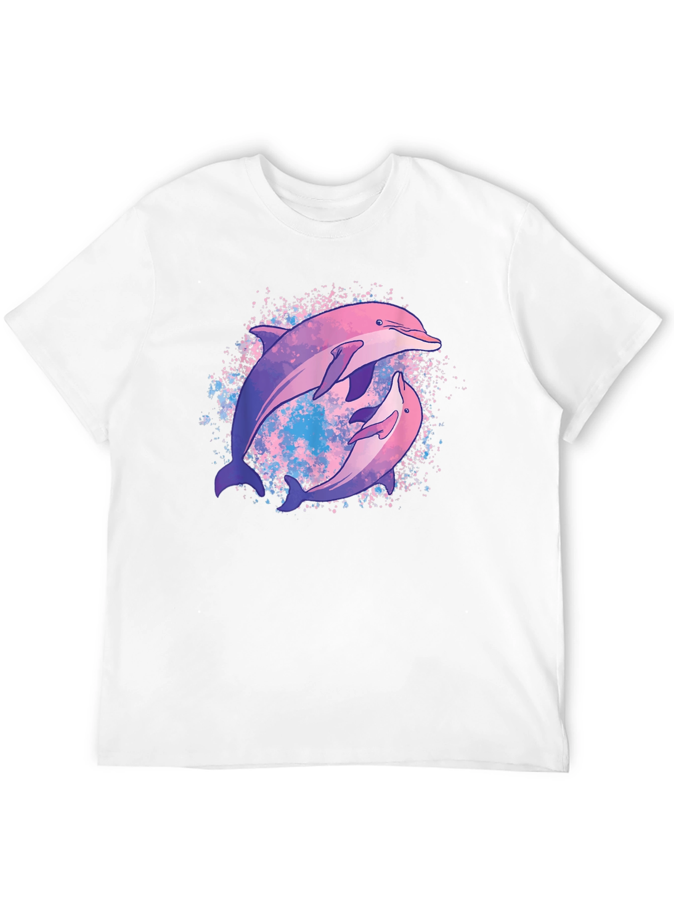 Dolphin Duo Black T-Shirt - Galaxy Design