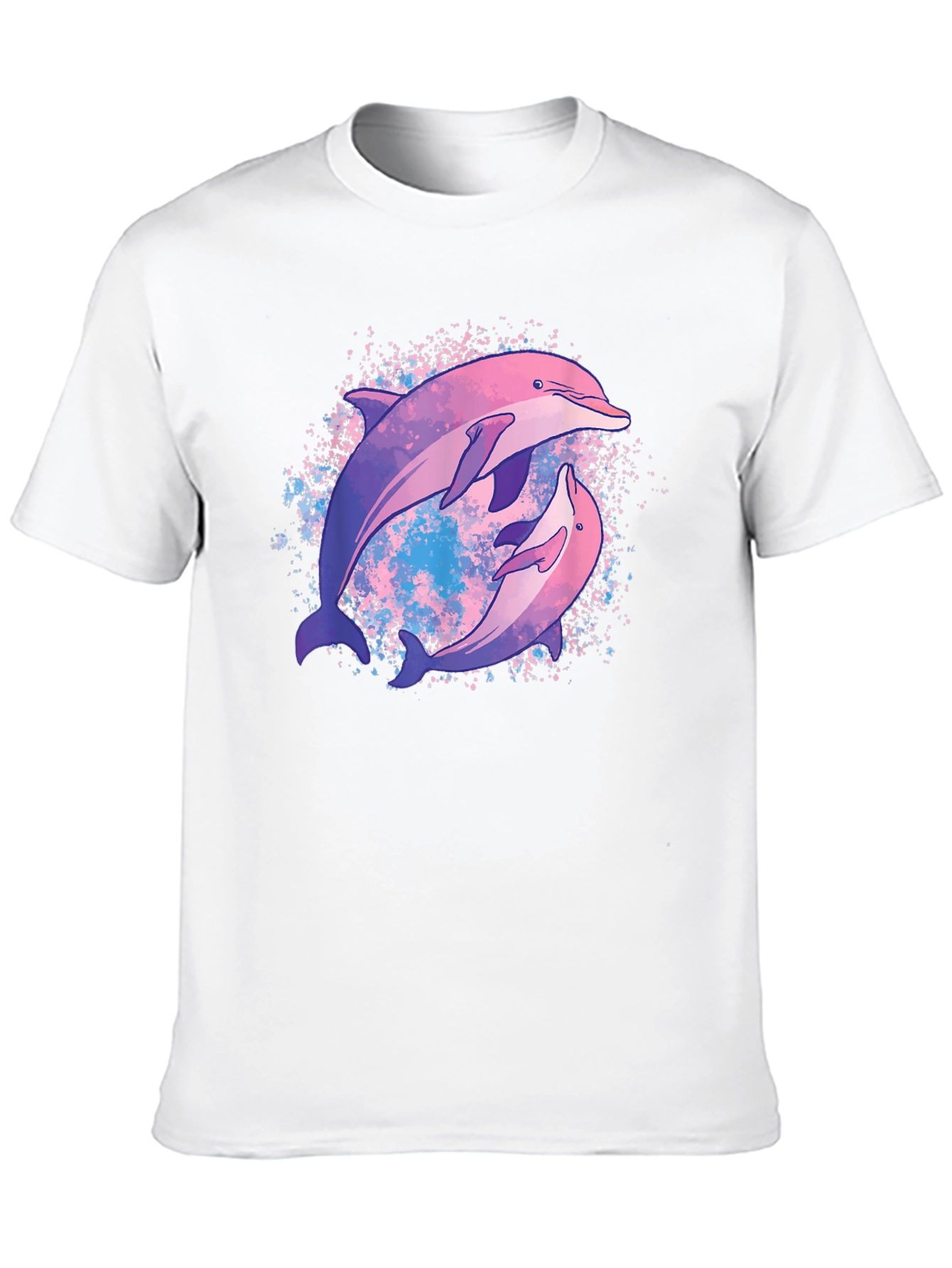 Dolphin Duo Black T-Shirt - Galaxy Design