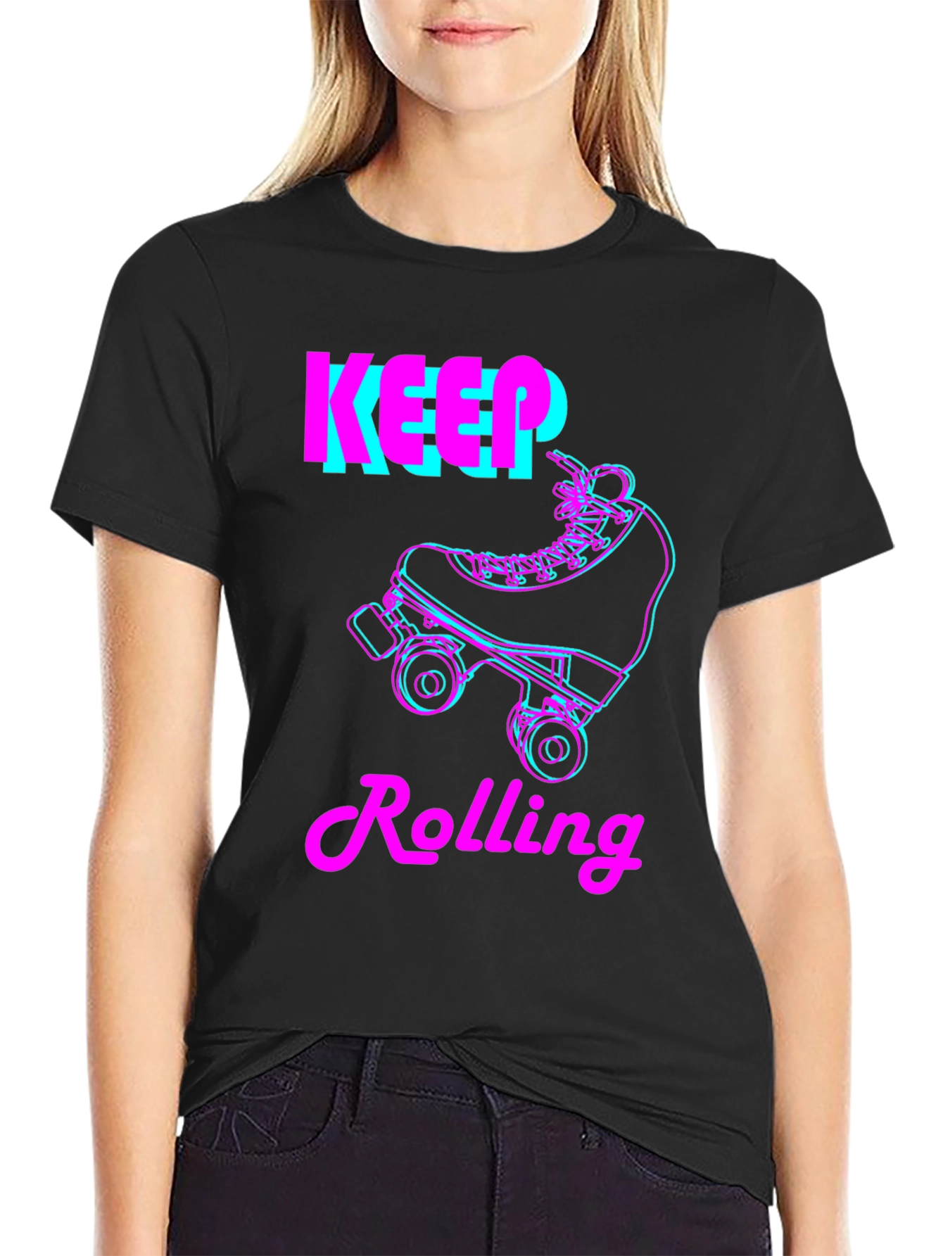 Keep Rolling Skate T-Shirt - Retro Style