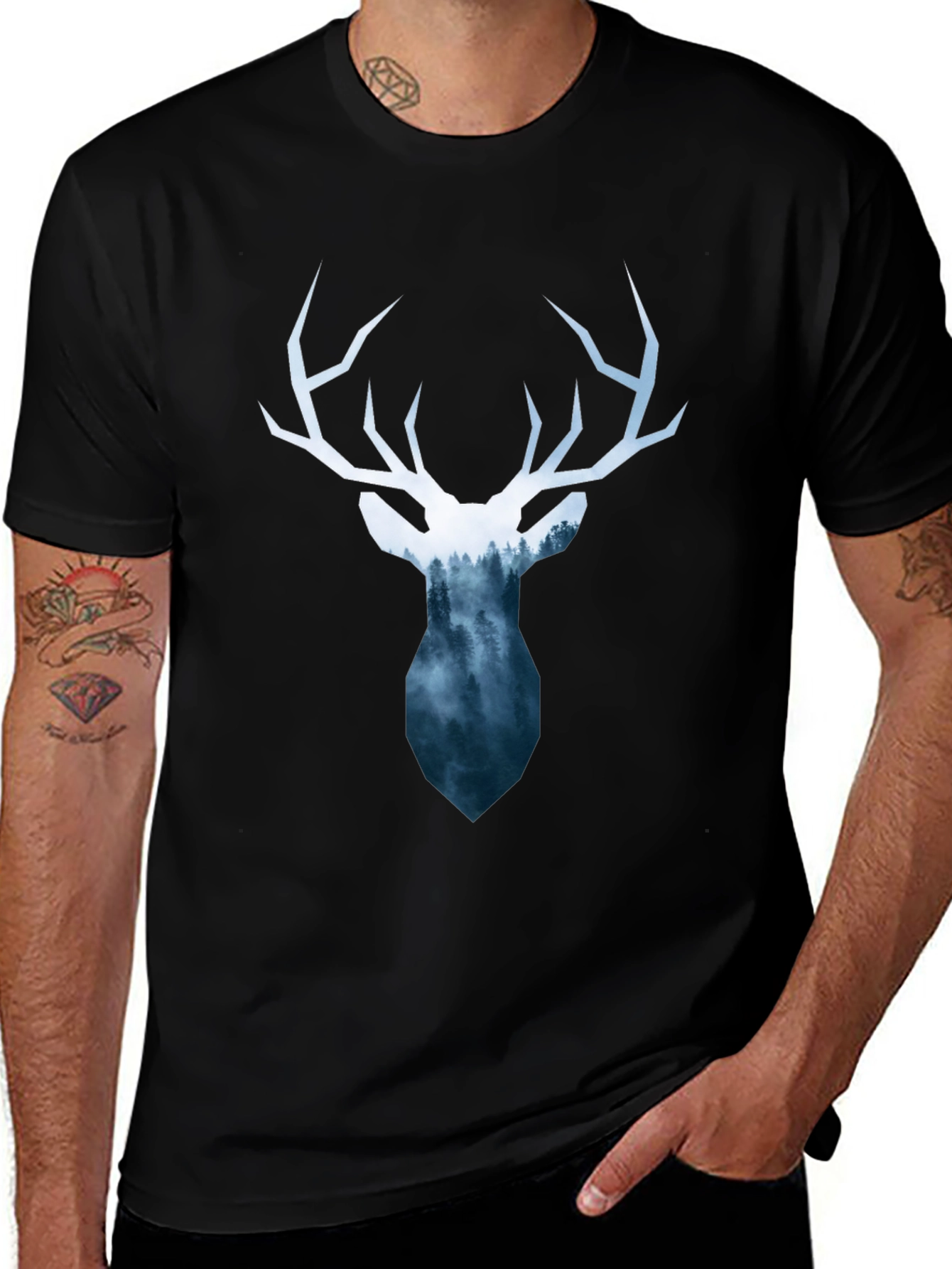 Deer Silhouette Graphic Tee - Nature Lovers T-Shirt