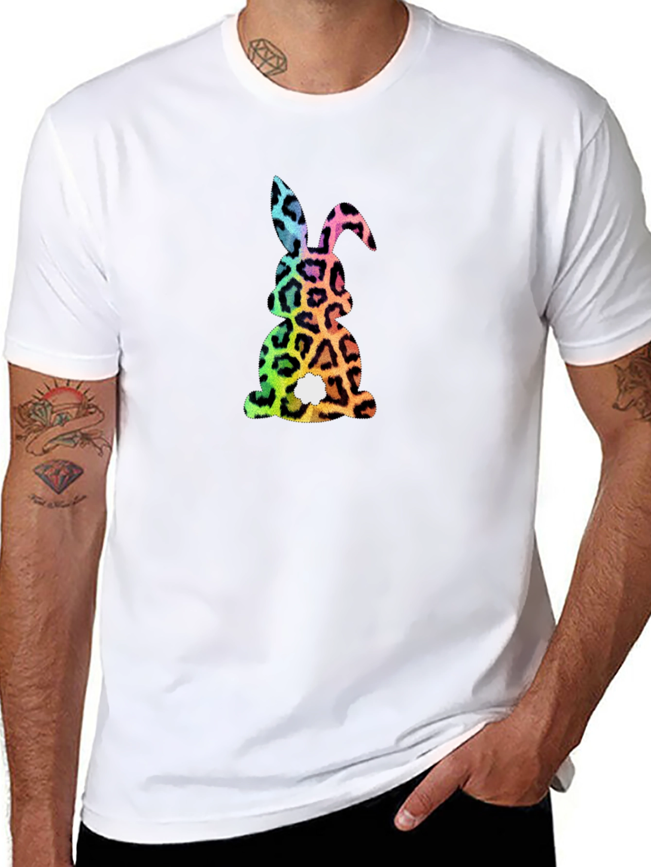 Easter Bunny Leopard Print Graphic Tee