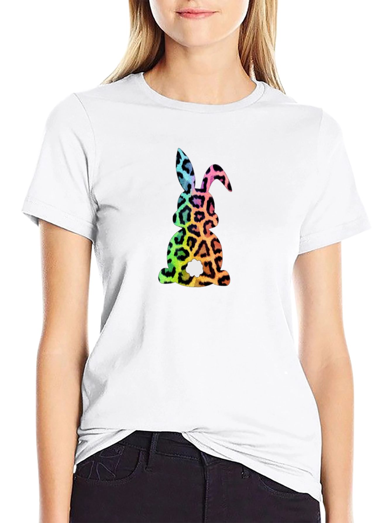 Easter Bunny Leopard Print Graphic Tee