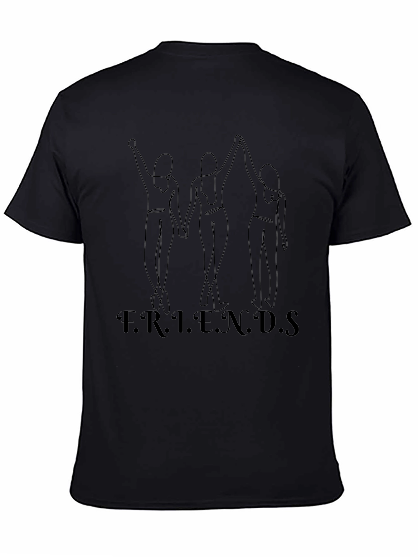 Friends Line Art Black T-Shirt