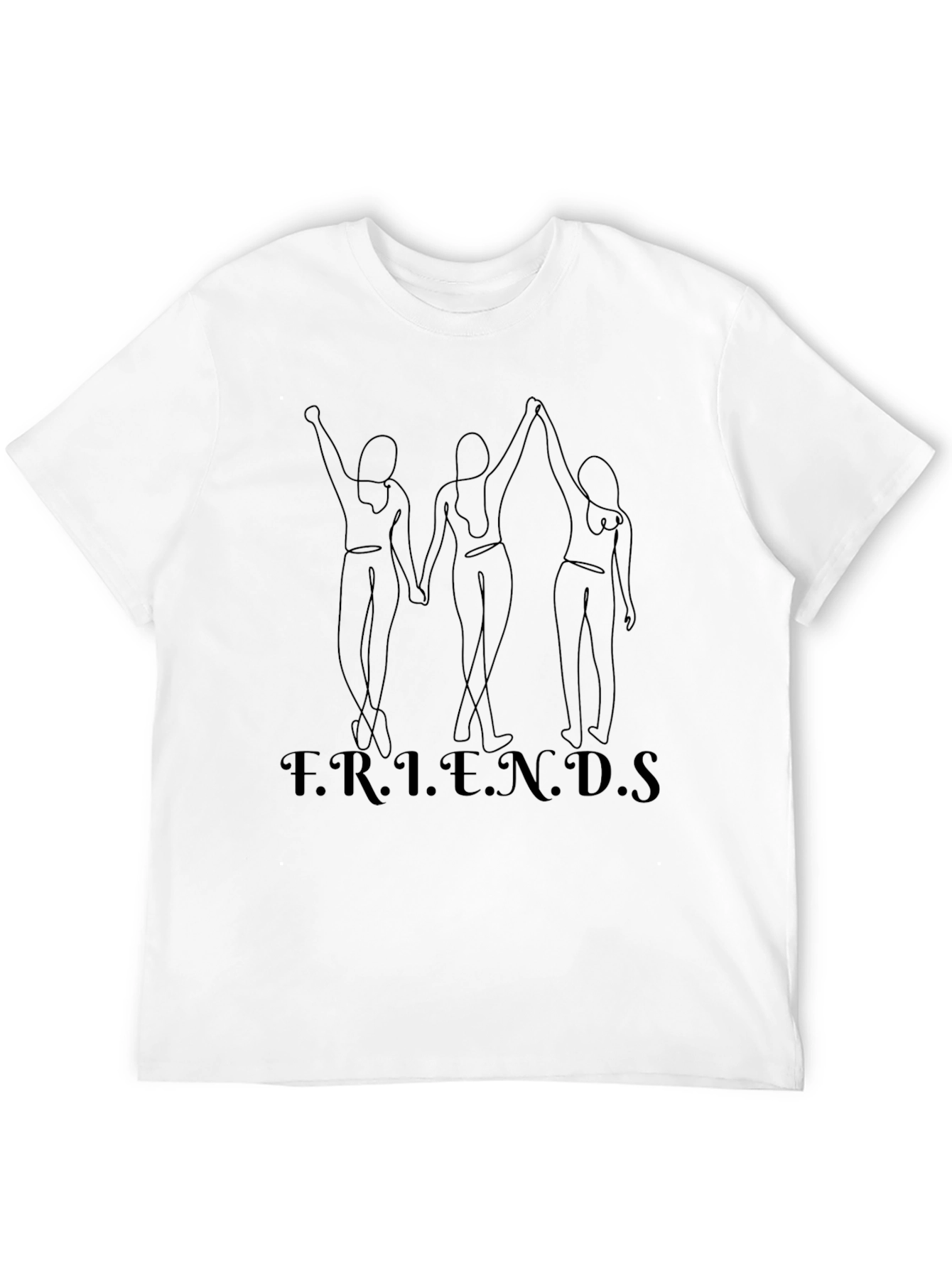Friends Line Art Black T-Shirt
