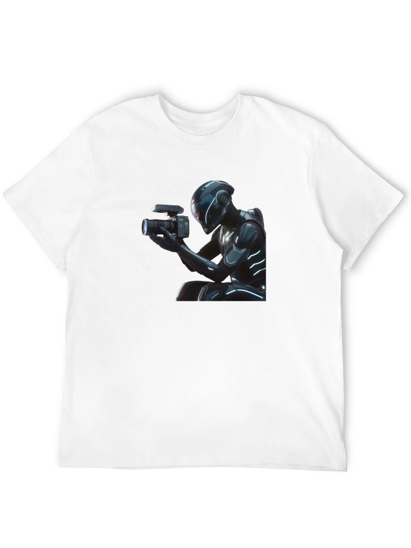Futuristic Cameraman Graphic T-Shirt - Black
