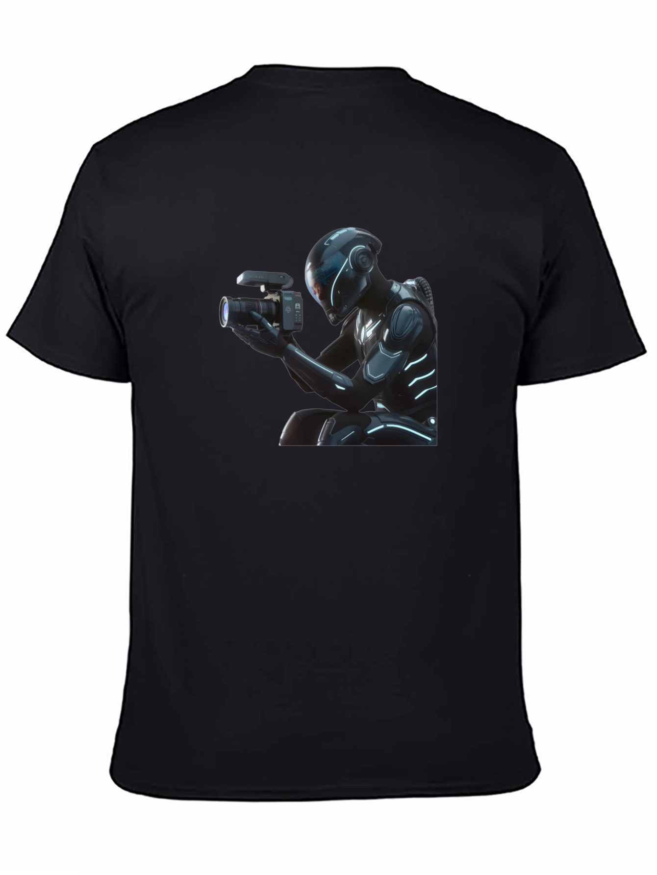 Futuristic Cameraman Graphic T-Shirt - Black