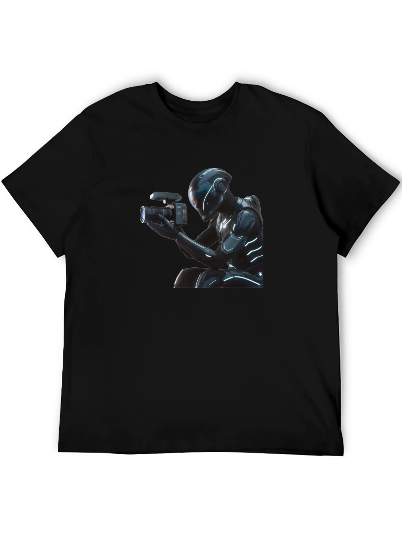 Futuristic Cameraman Graphic T-Shirt - Black