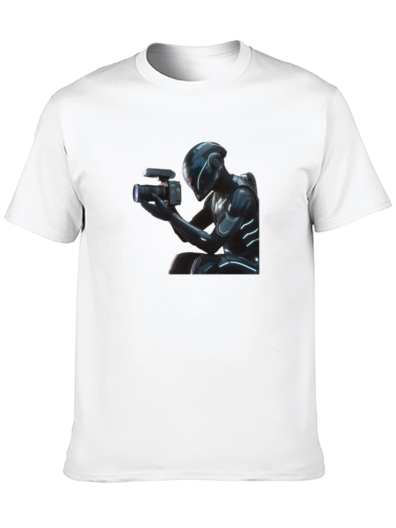 Futuristic Cameraman Graphic T-Shirt - Black