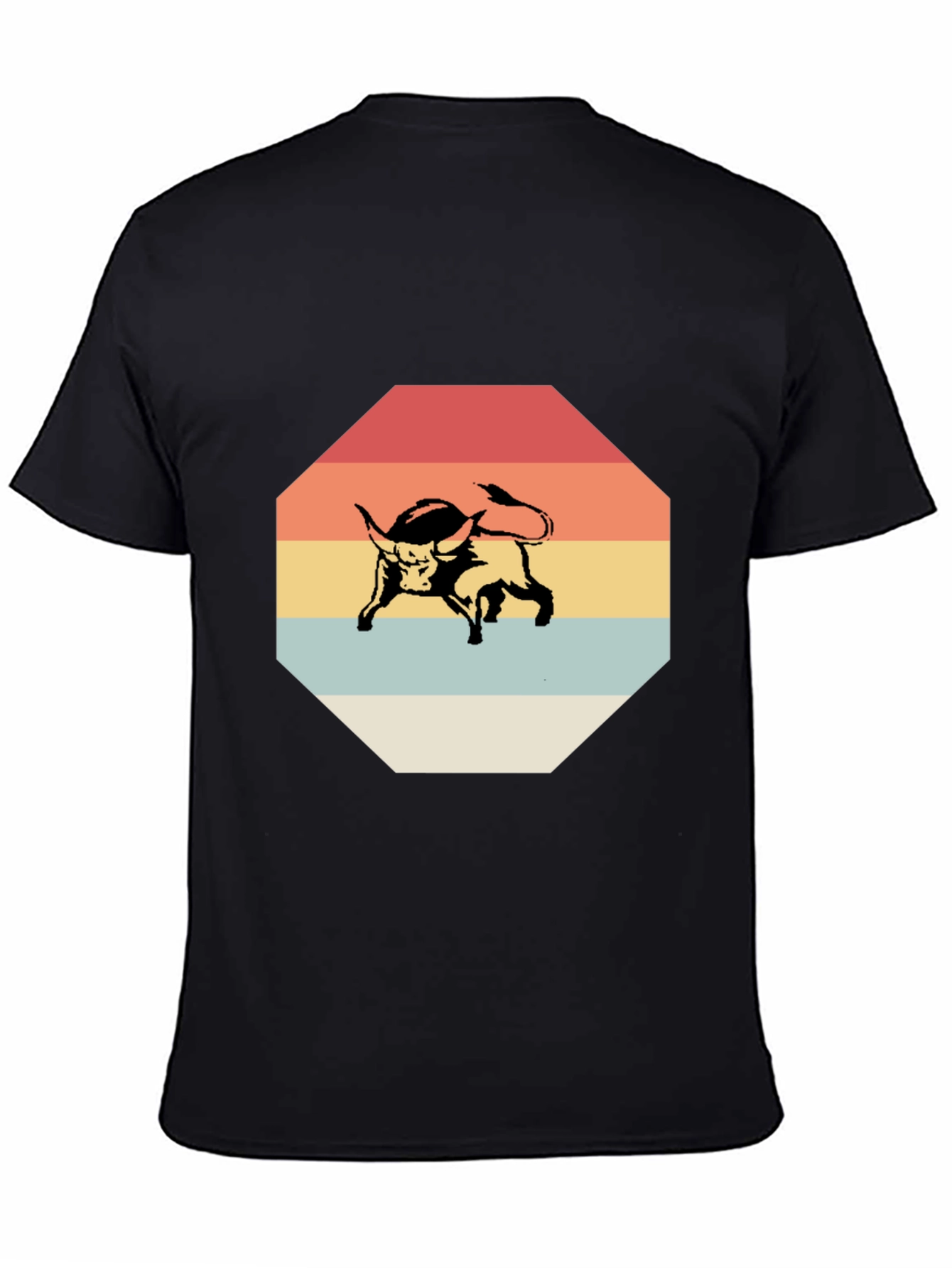 Retro Bull Graphic Tee - Stylish Mens Black T-Shirt