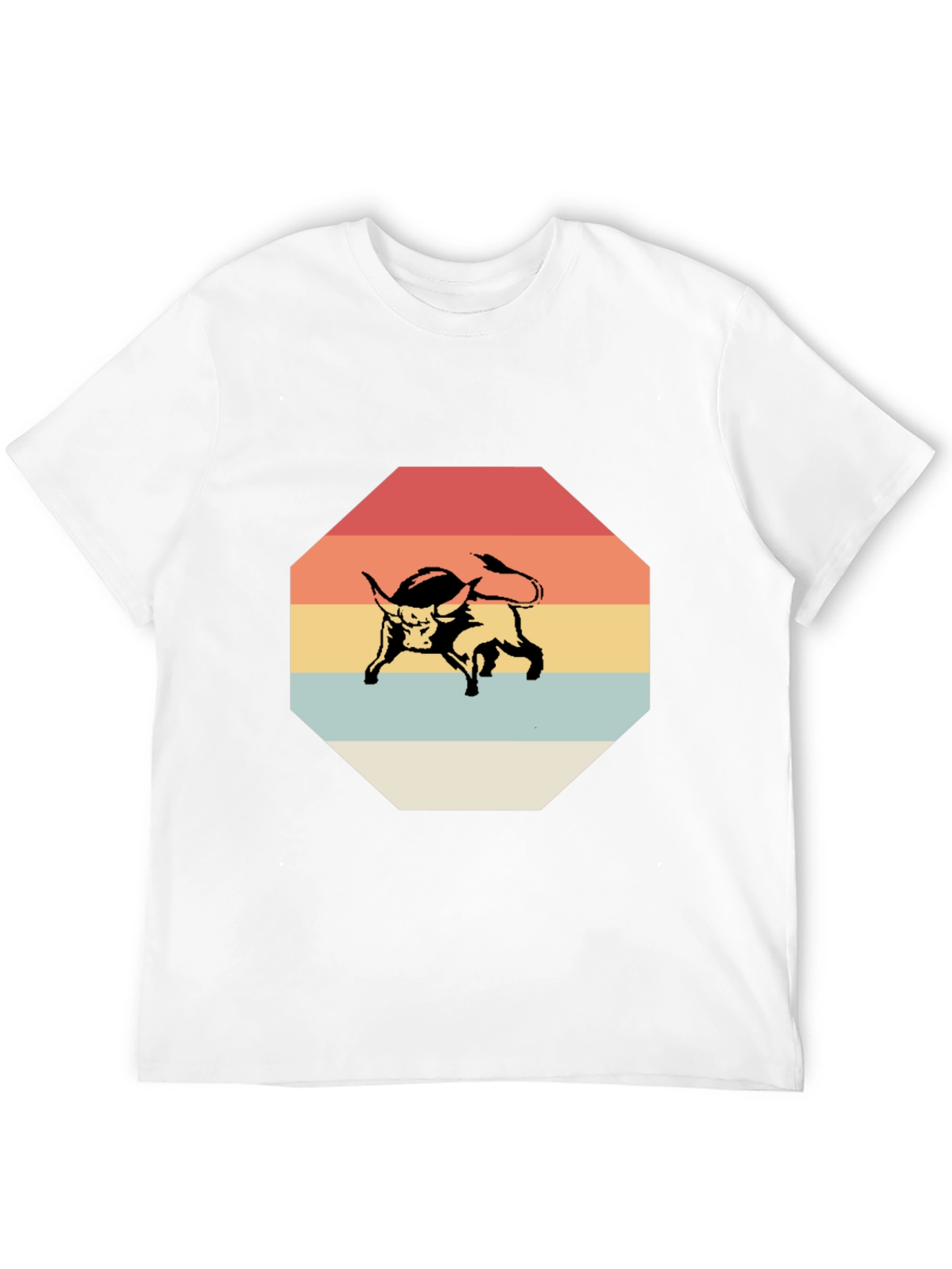 Retro Bull Graphic Tee - Stylish Mens Black T-Shirt