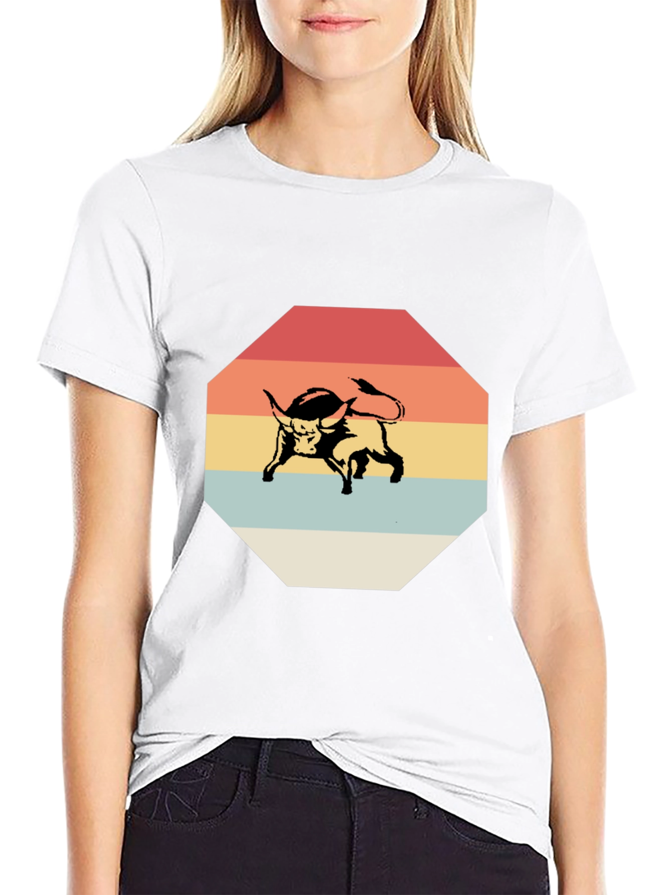 Retro Bull Graphic Tee - Stylish Mens Black T-Shirt