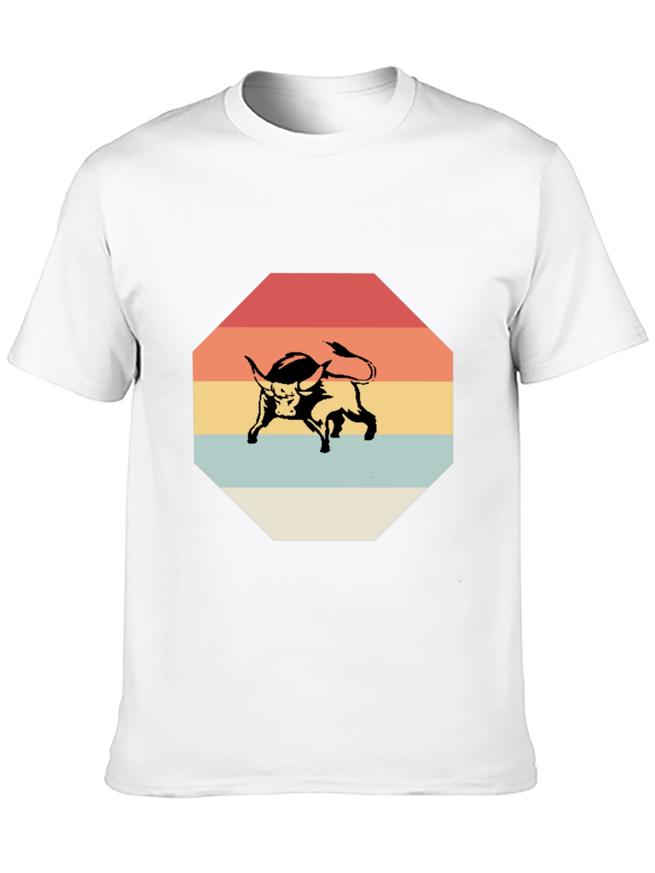 Retro Bull Graphic Tee - Stylish Mens Black T-Shirt