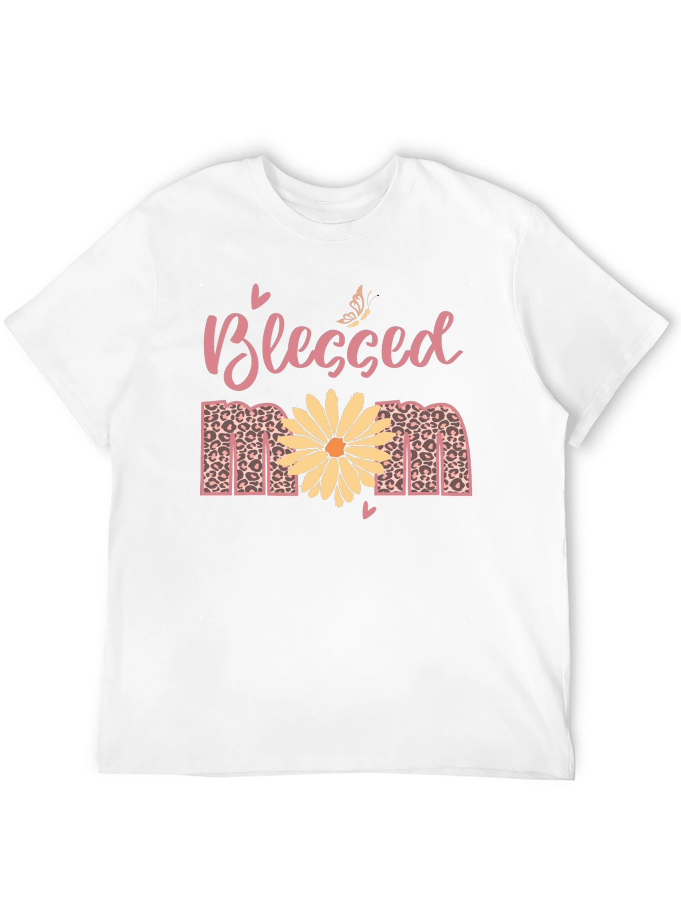 Blessed Mom T-Shirt: Floral Leopard Print