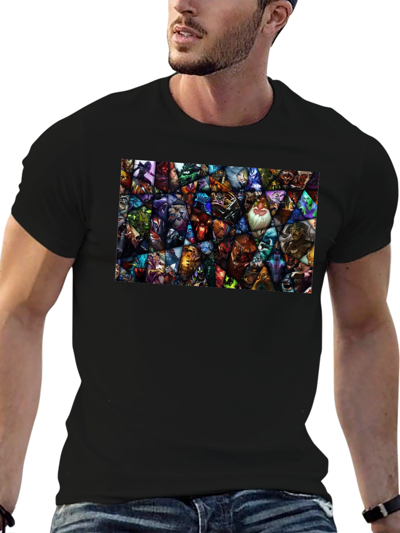 DOTA 2 Hero Mosaic Graphic Black T-Shirt