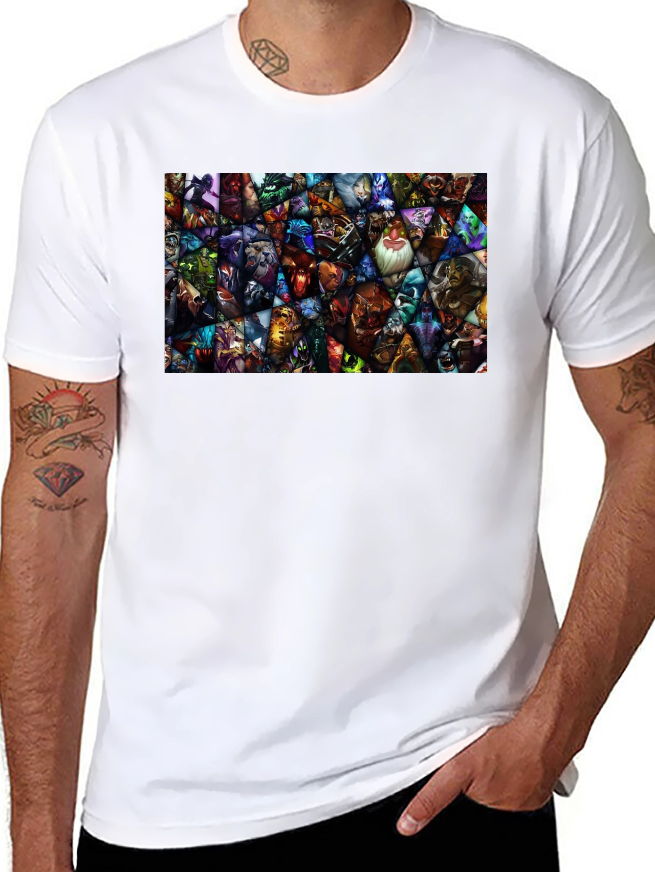 DOTA 2 Hero Mosaic Graphic Black T-Shirt